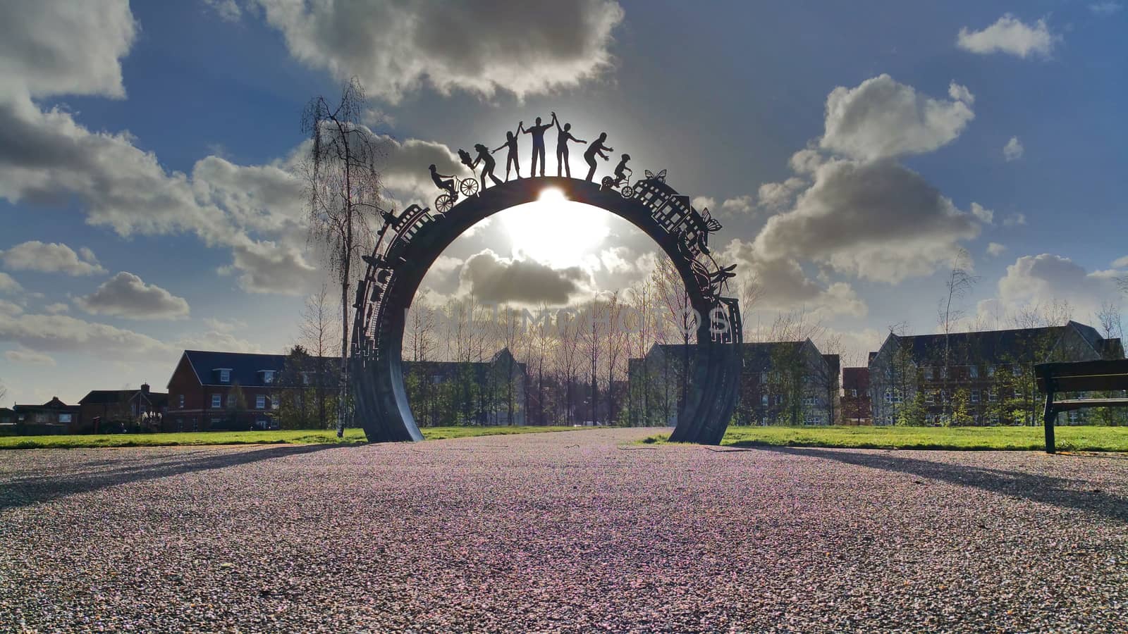 Arch on the background of the sun