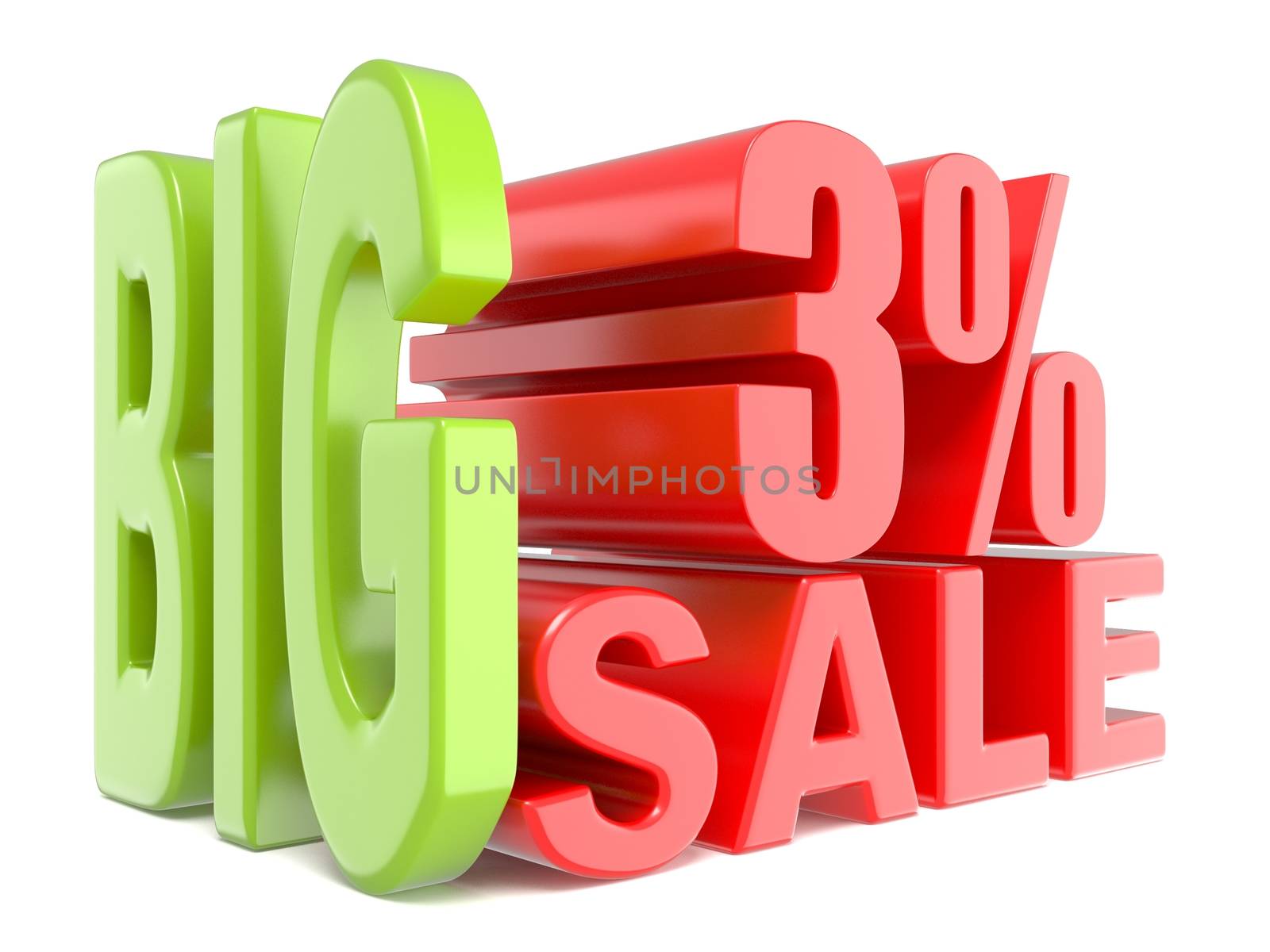 Big sale and percent 3% 3D words sign by djmilic