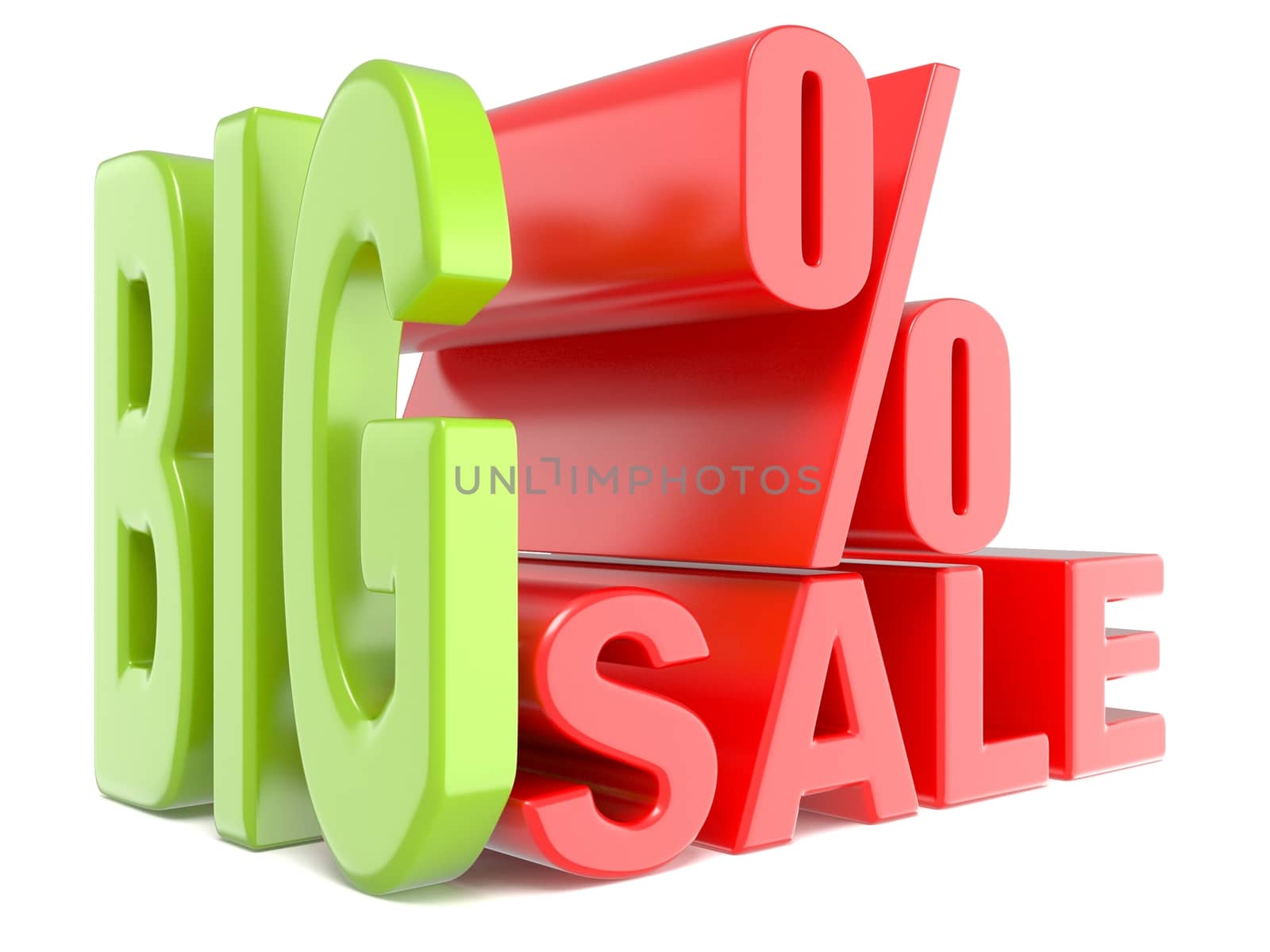 Big sale and percent sign % 3D words sign. by djmilic