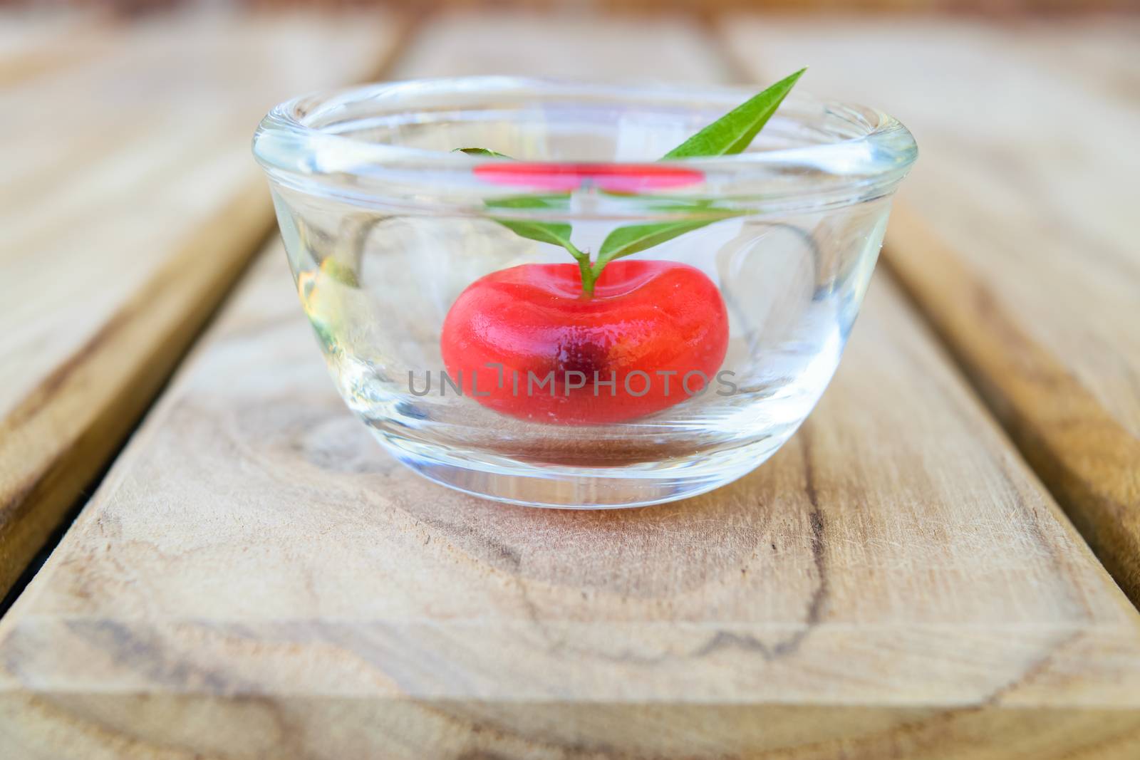 Thai Sweet Bean Confections plating in glass on wooden table