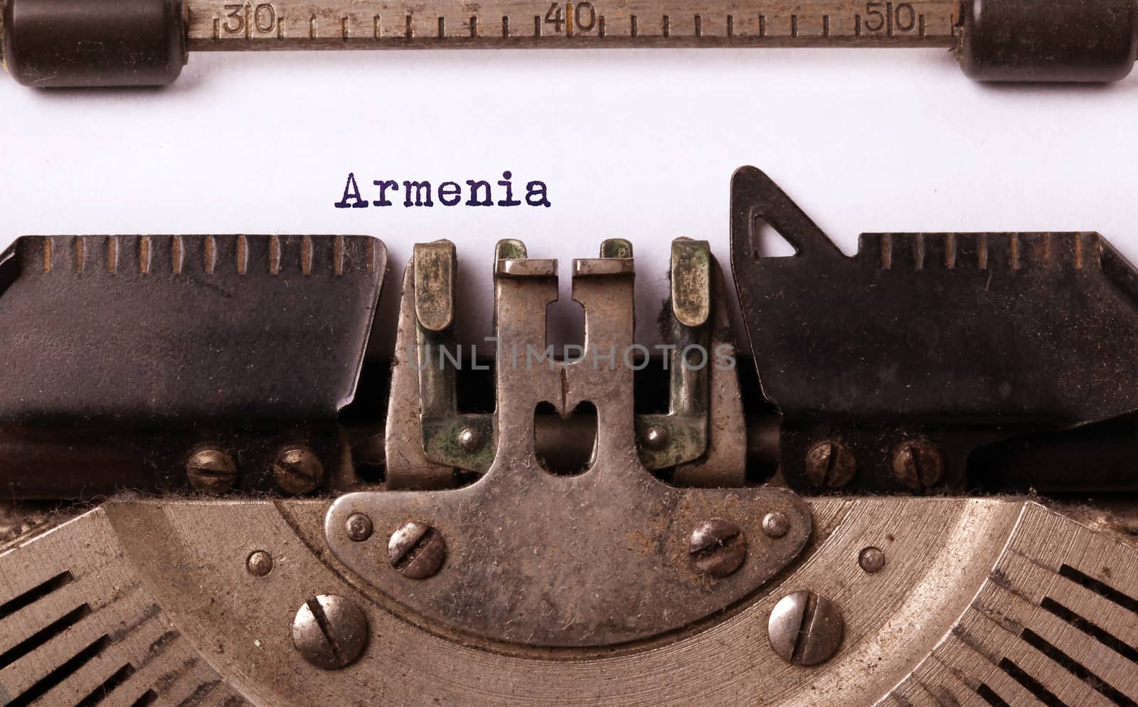 Inscription made by vinrage typewriter, country, Armenia