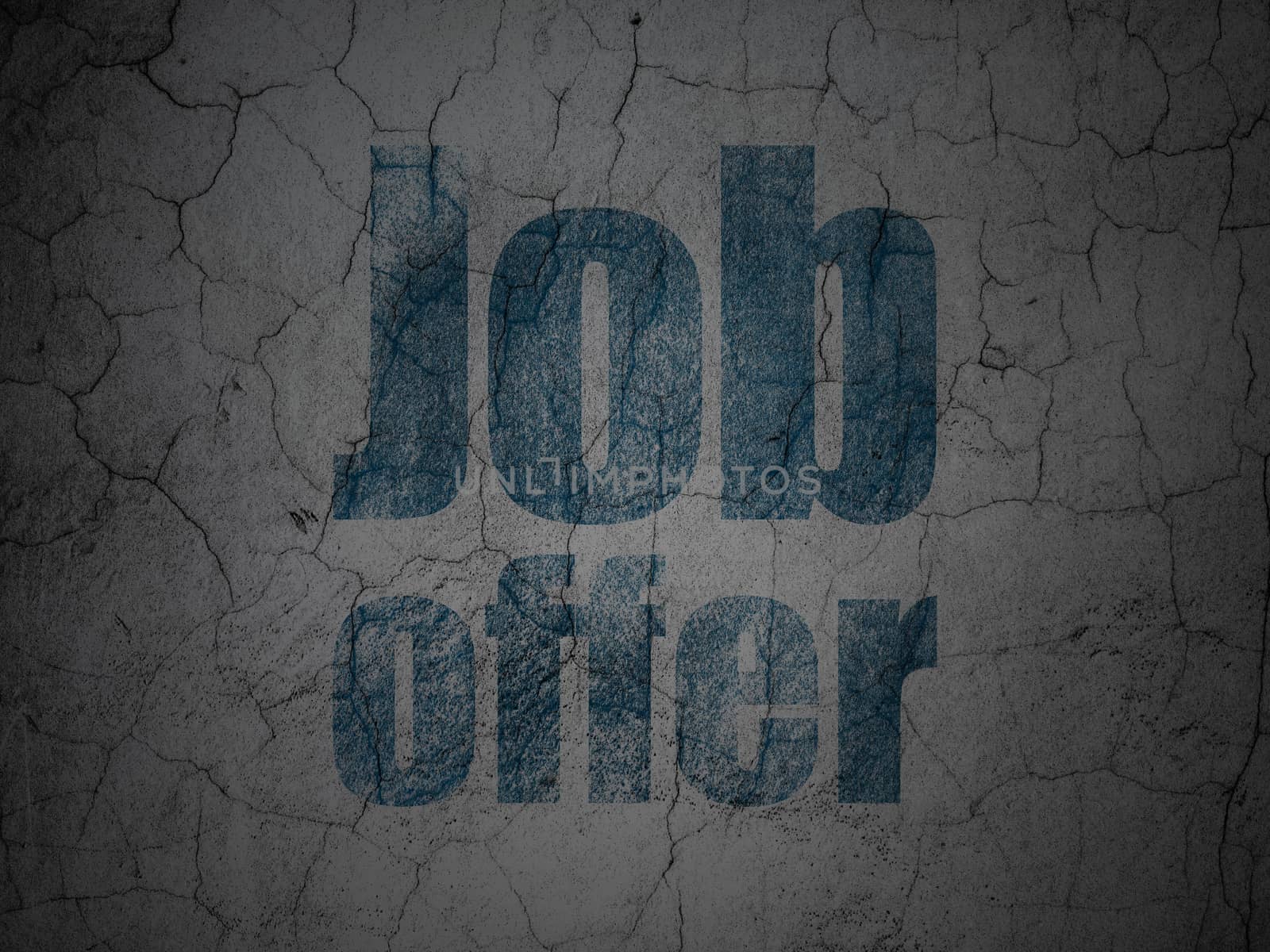 Finance concept: Blue Job Offer on grunge textured concrete wall background