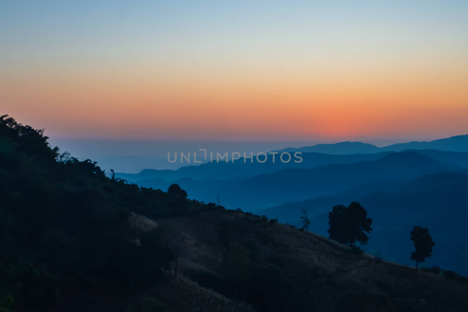 Landscape of Sunrise on mountain with morning light