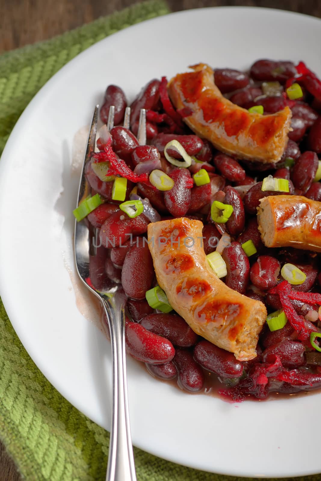 Red beans meal and sausages