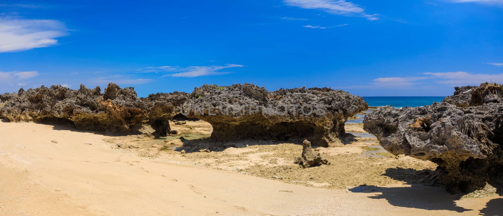 Beautiful rock formation on beach in Antsiranana region, Diego Suarez bay in Indian ocean,  Madagascar beautiful picturesque nature landscape