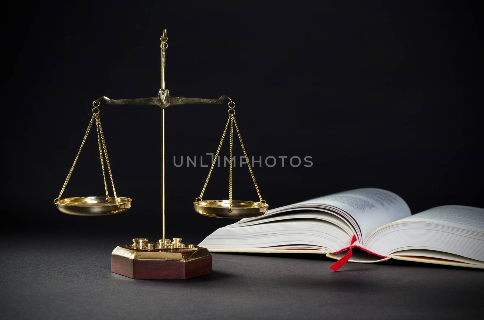 Law scale business card copy space project. scale weight rights closeup trial justice black copy-space concept