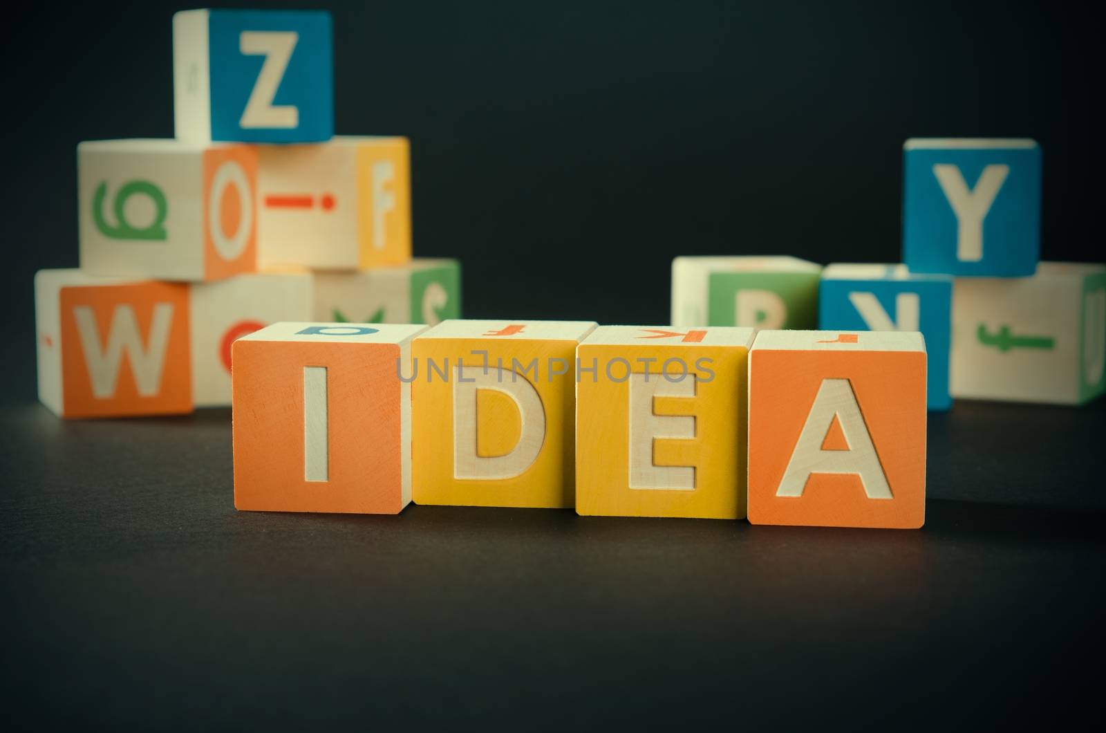 IDEA word with colorful blocks. idea innovation concept business block alphabet plan concept