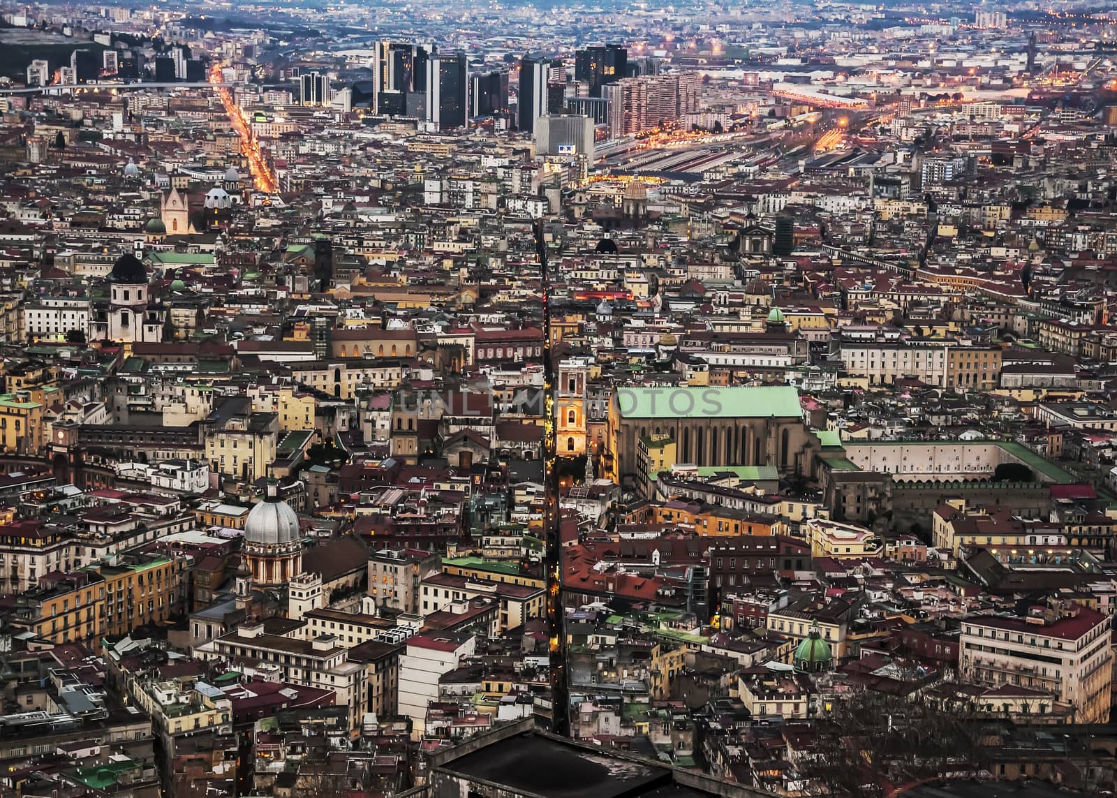 view of the old center of the city of naples, italy