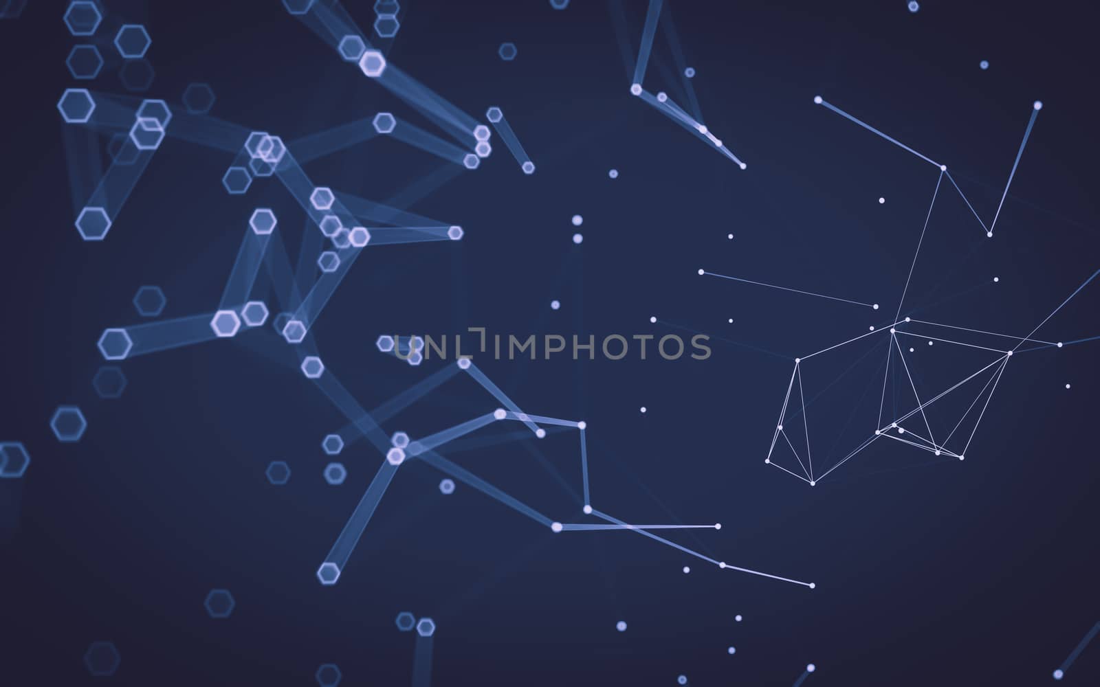 Abstract polygonal space low poly dark background with connecting dots and lines. Connection structure. 3d rendering