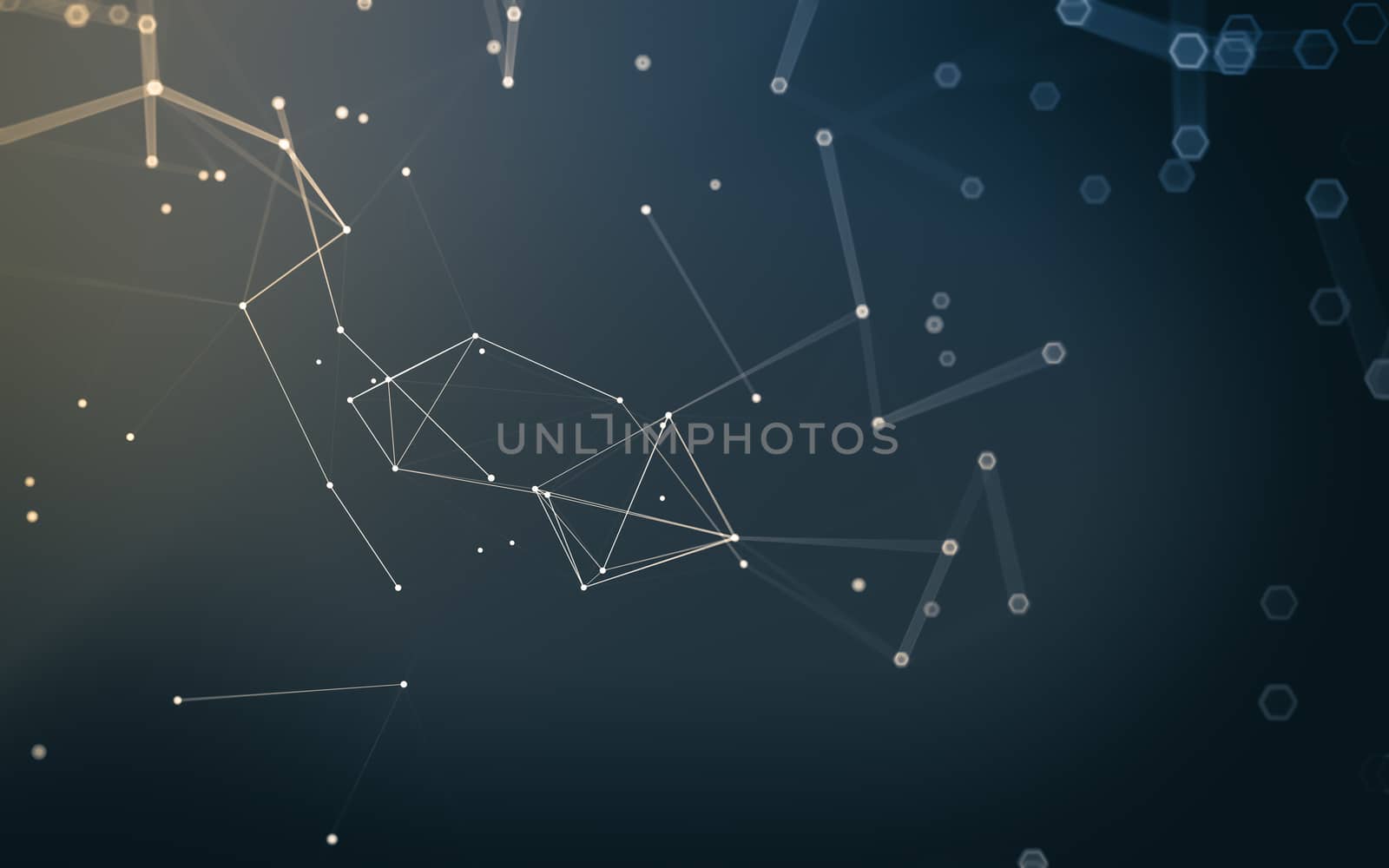 Abstract polygonal space low poly dark background with connecting dots and lines. Connection structure. 3d rendering