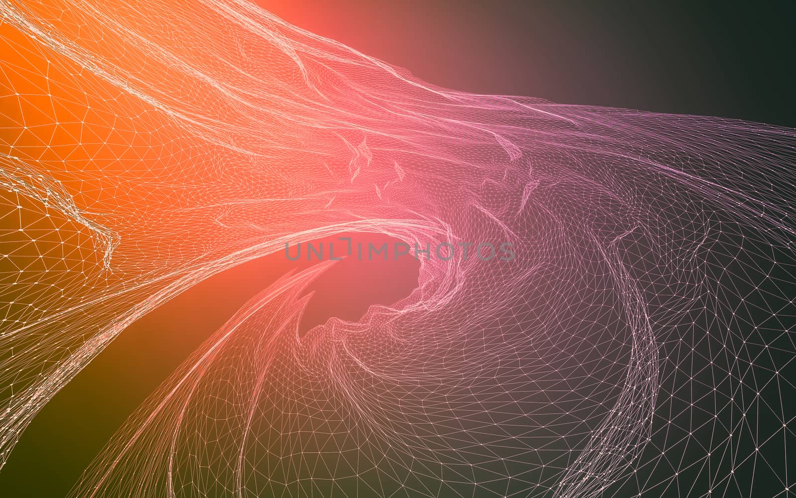 Abstract polygonal space low poly dark background with connecting dots and lines. Connection structure. 3d rendering