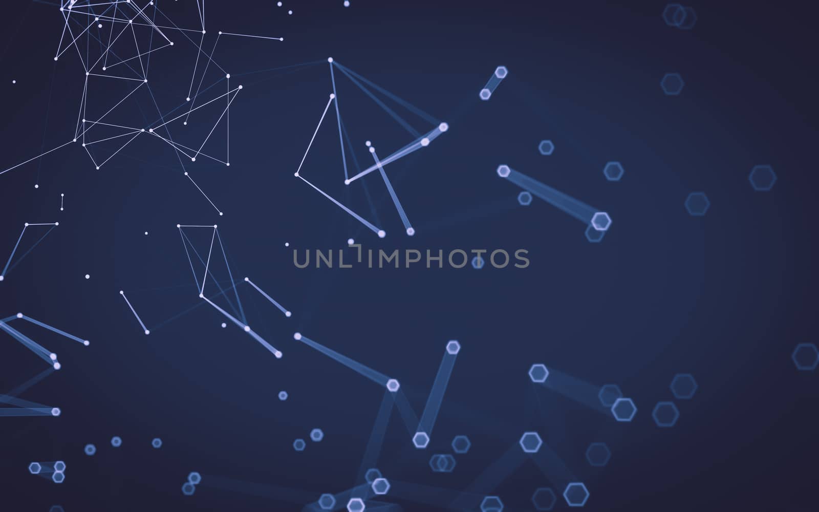 Abstract polygonal space low poly dark background with connecting dots and lines. Connection structure. 3d rendering