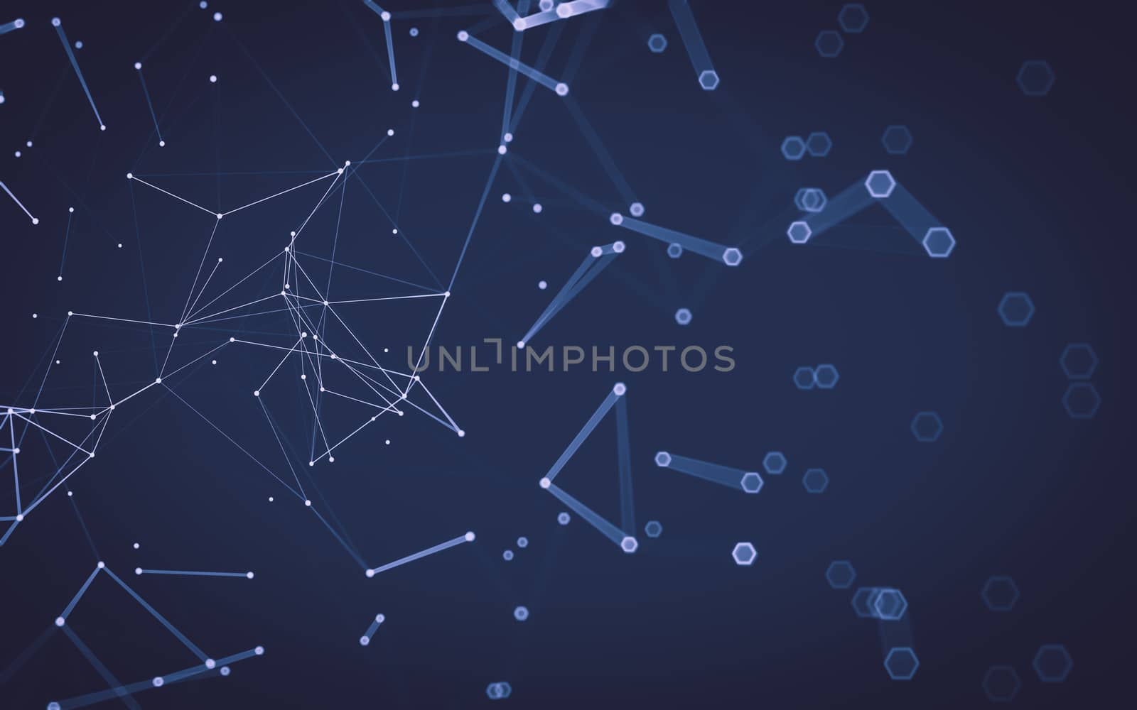 Abstract polygonal space low poly dark background with connecting dots and lines. Connection structure. 3d rendering