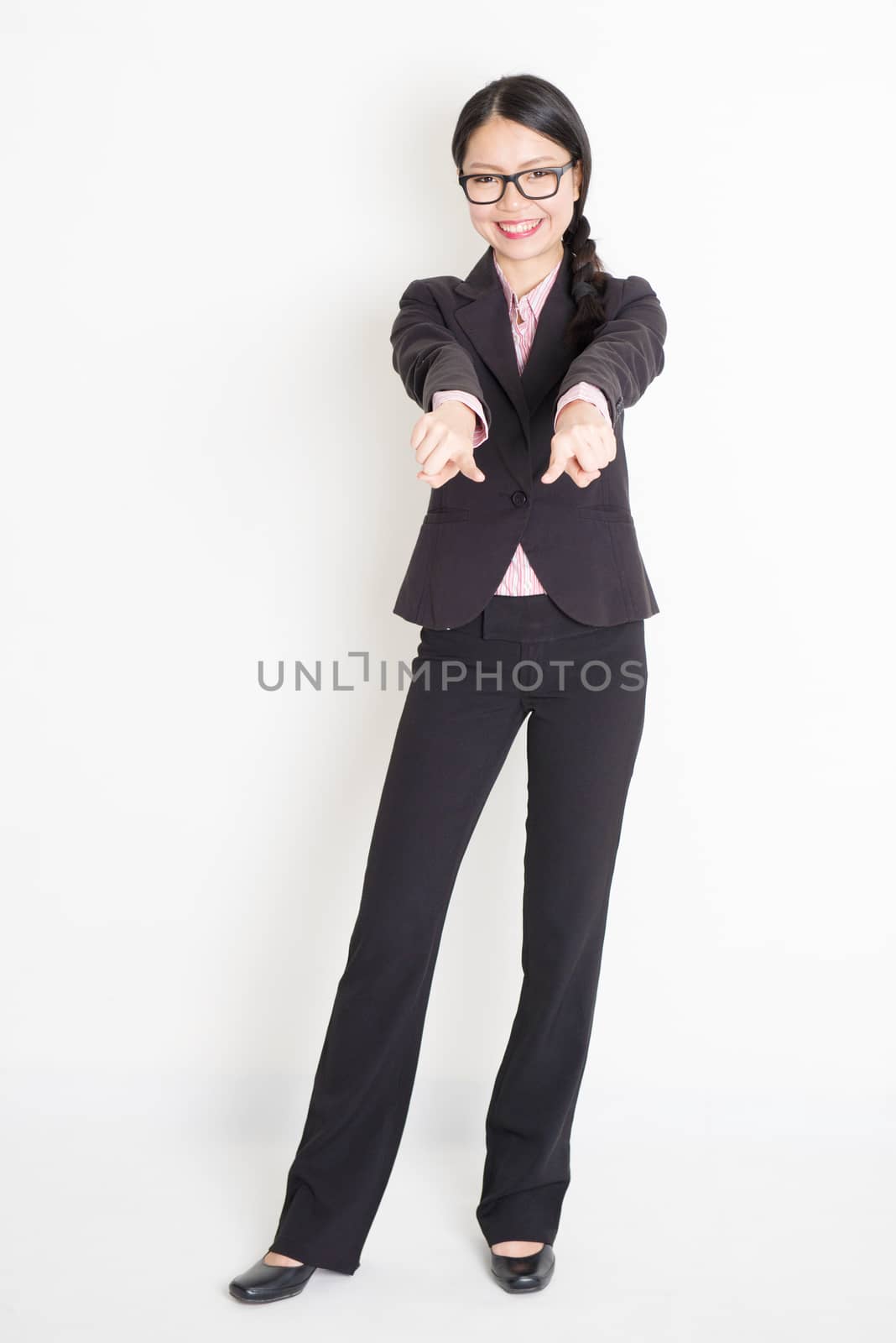 Asian businesswoman fingers pointing on you by szefei