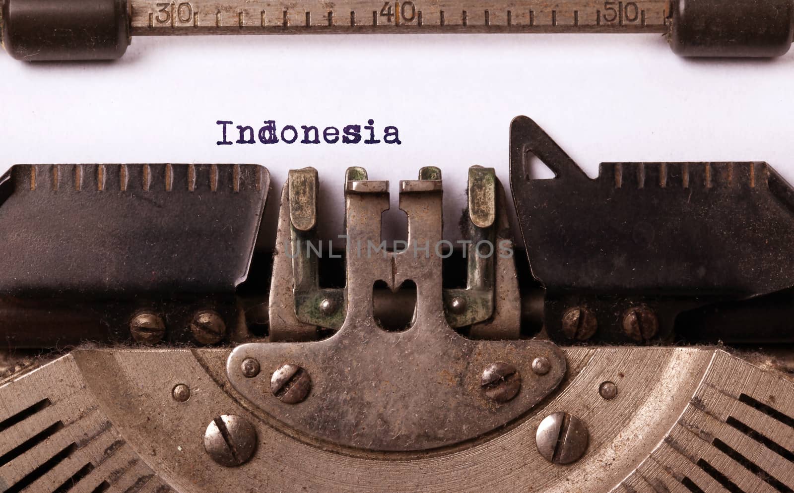 Inscription made by vinrage typewriter, country, Indonesia