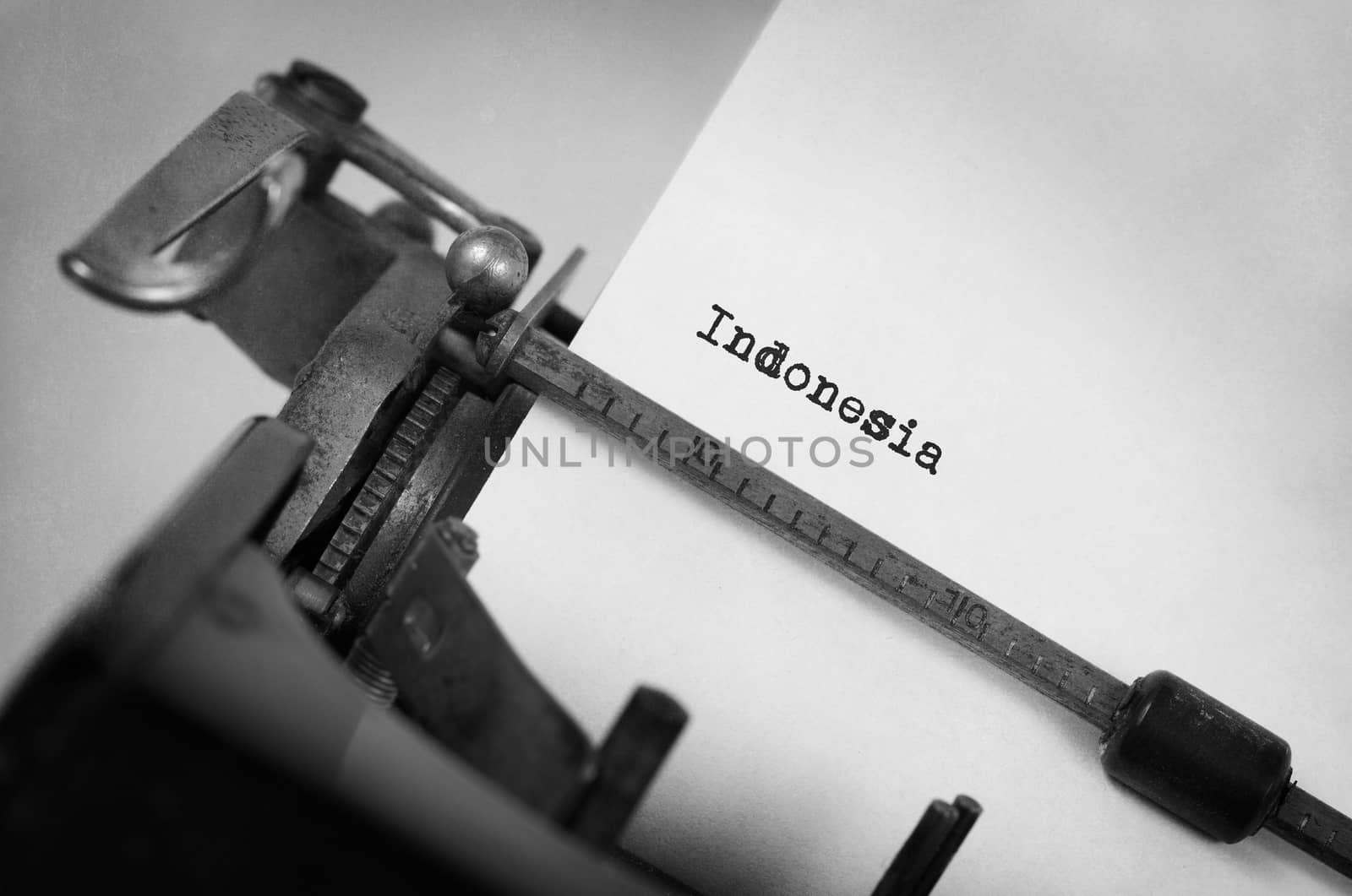 Inscription made by vinrage typewriter, country, Indonesia