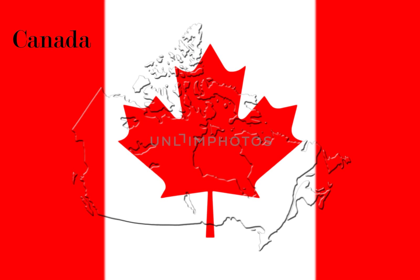 Canadian National Flag With Map Of Canada On It in Red And White Colors