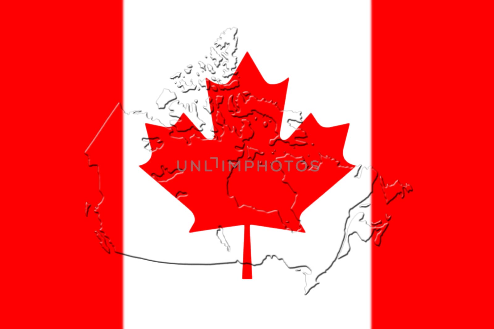 Canadian National Flag With Map Of Canada On It in Red And White Colors