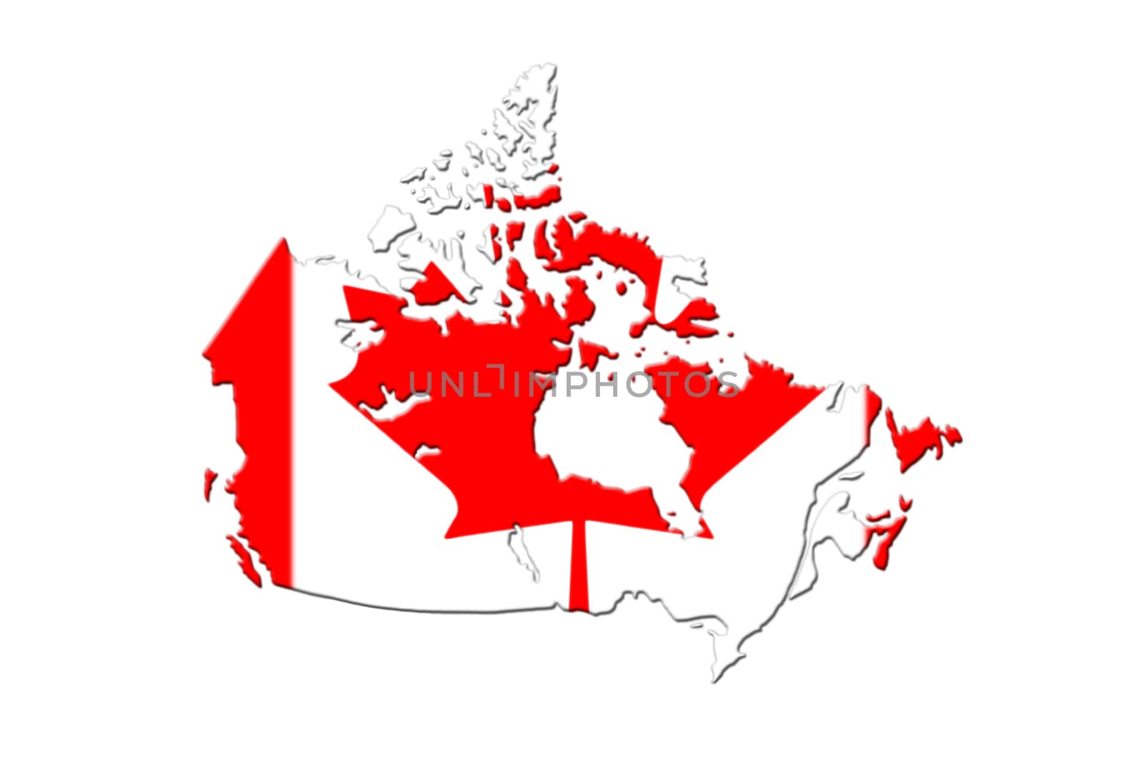 Canadian Map With Flag On It 3D Rendering by alexandarilich