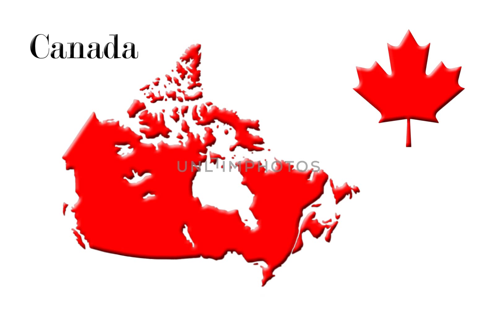 Canadian Map With Flag On It 3D Rendering by alexandarilich