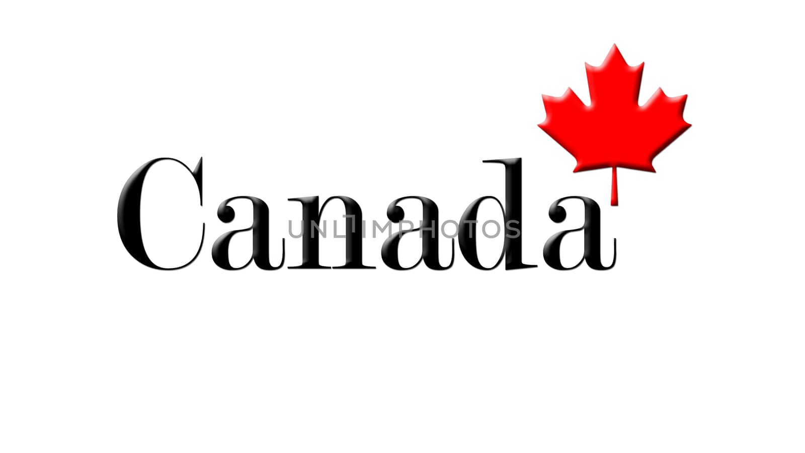 Canada Written On White Background With Maple Leaf 3D Rendering by alexandarilich