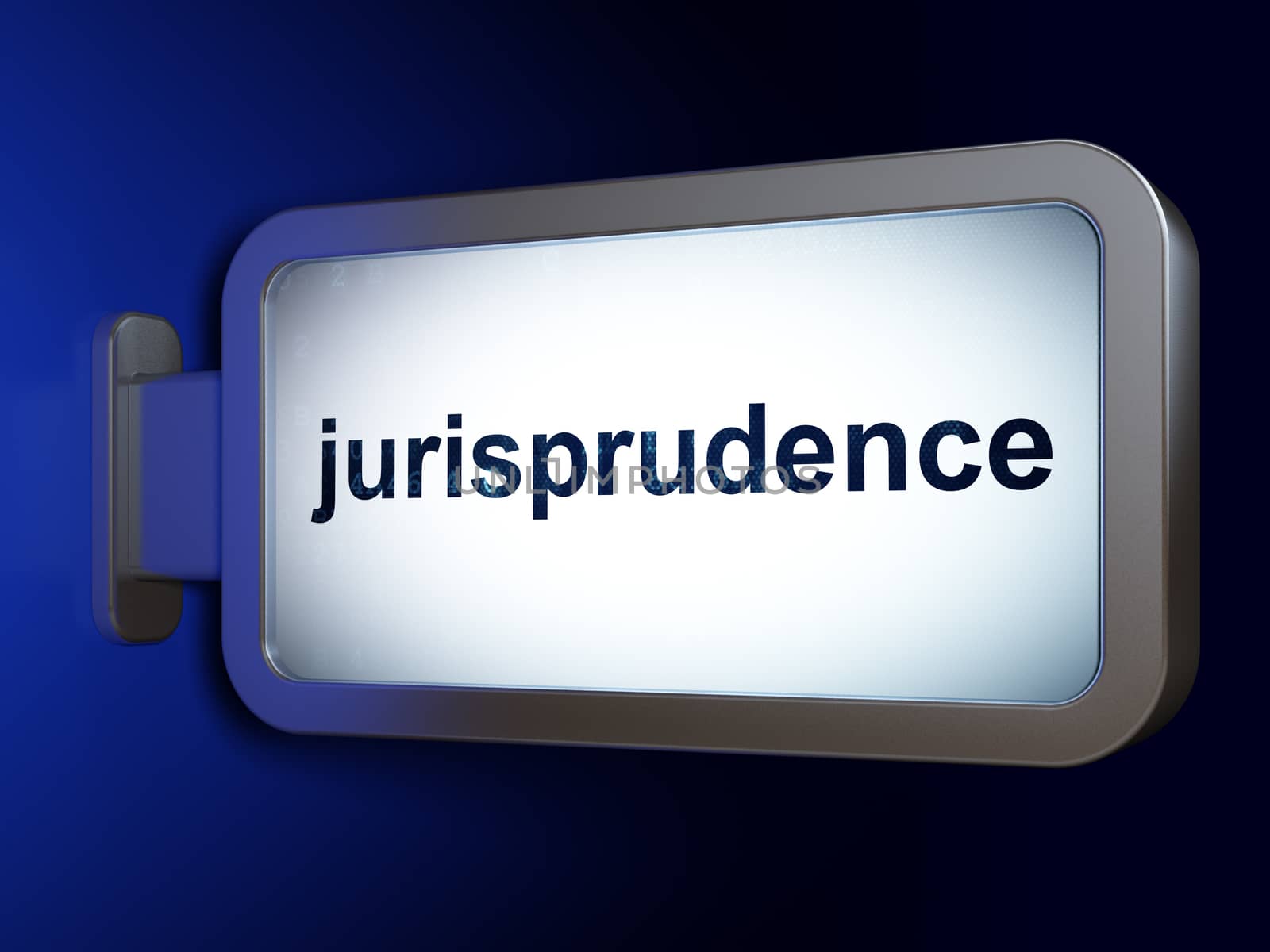 Law concept: Jurisprudence on advertising billboard background, 3D rendering