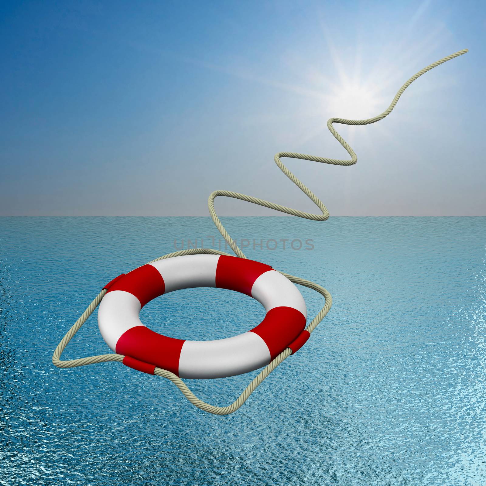 lifebuoy on water. 3D image by ISerg