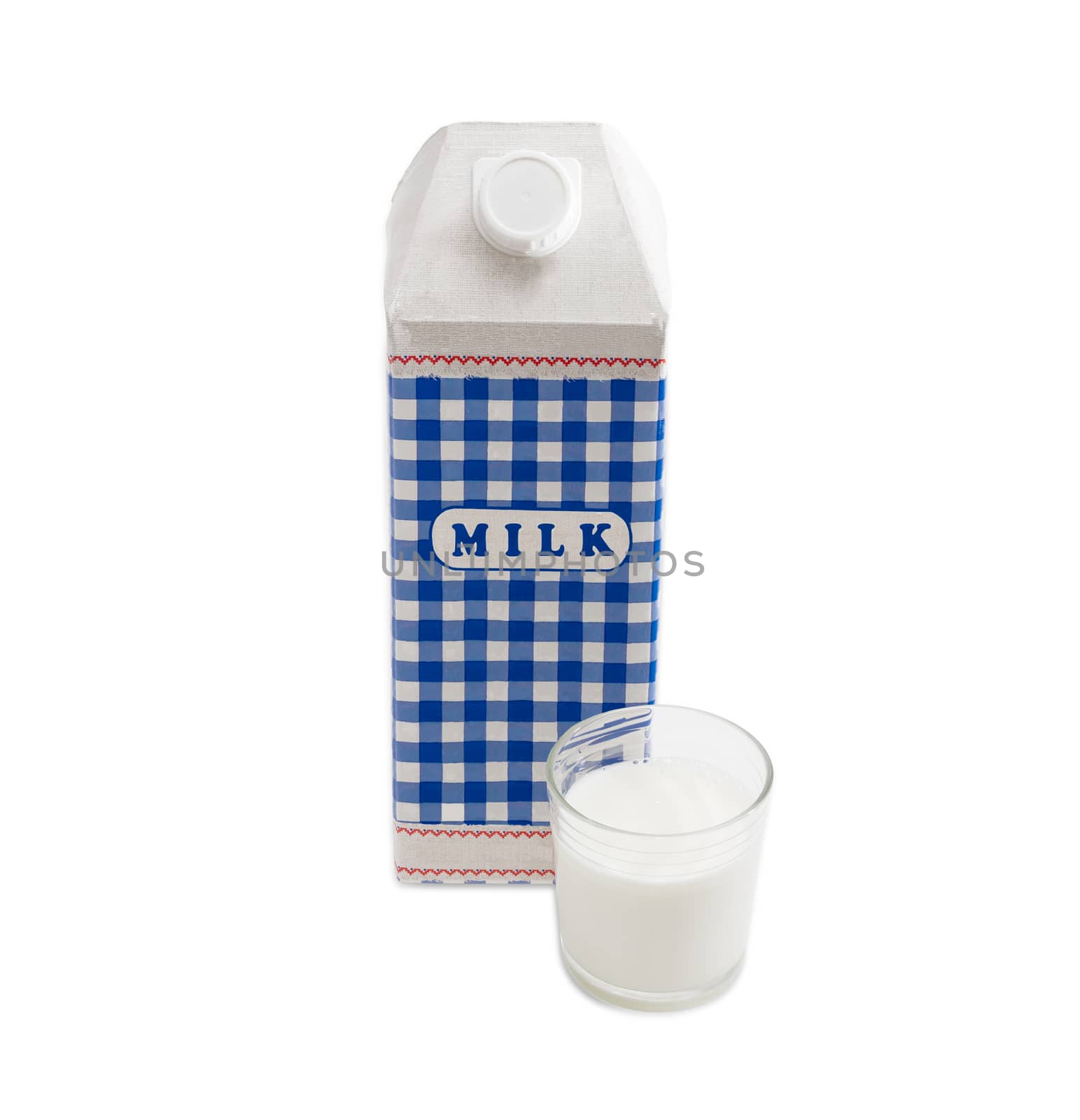 Milk carton and glass with milk on a light background by anmbph