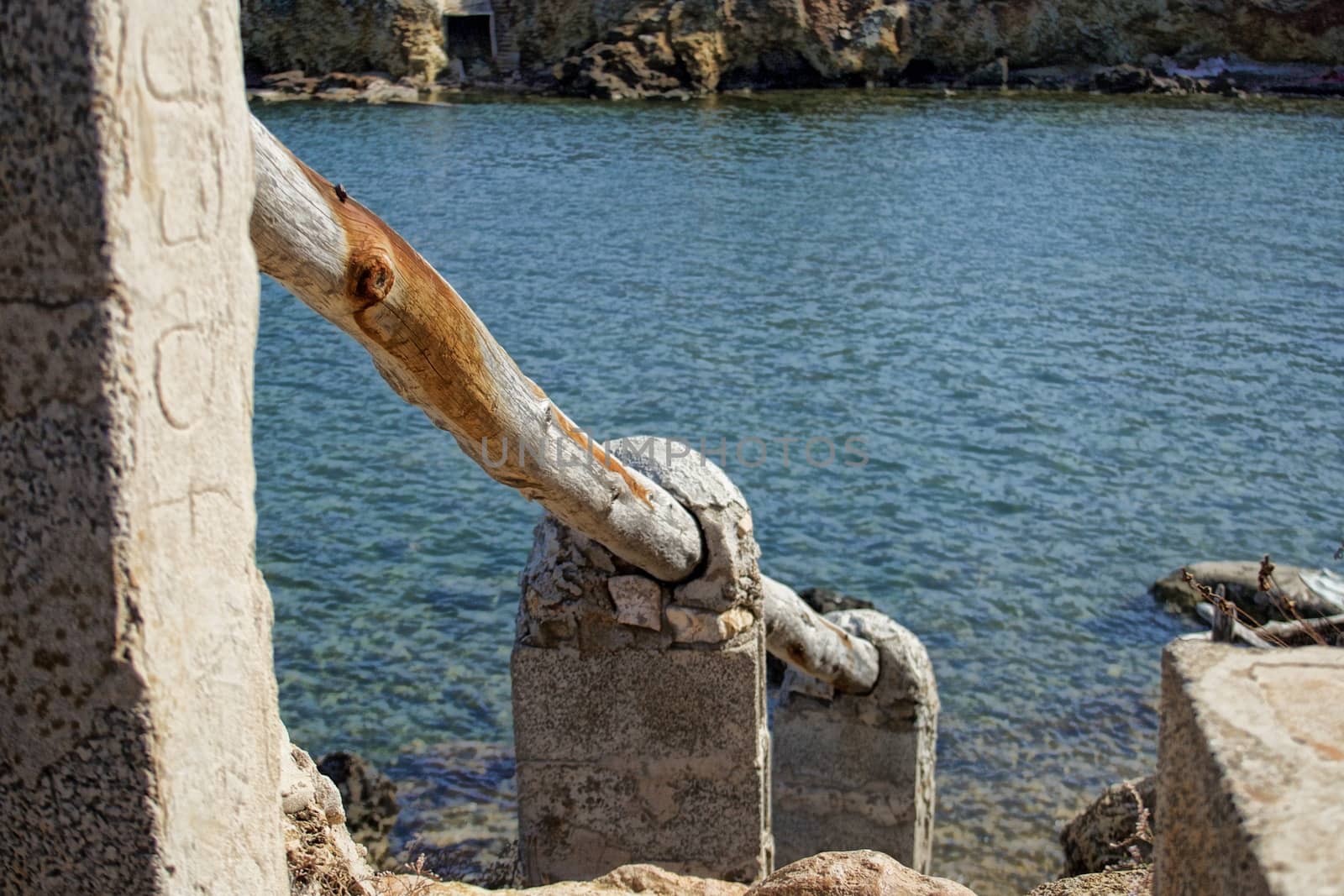 Close-up on a fence in a cove in Pou des Lleó, Ibiza