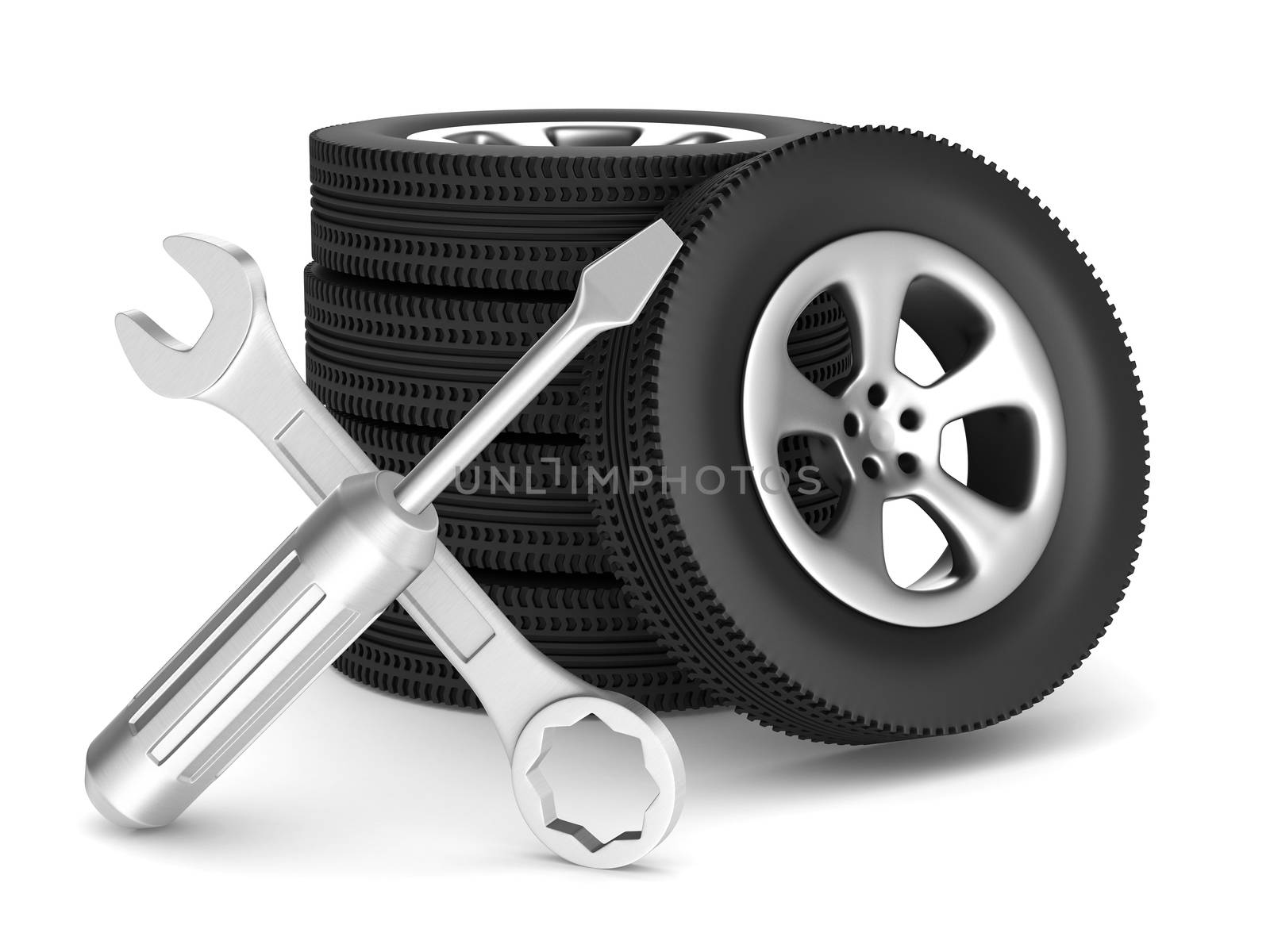 Car service on white background. Isolated 3D image