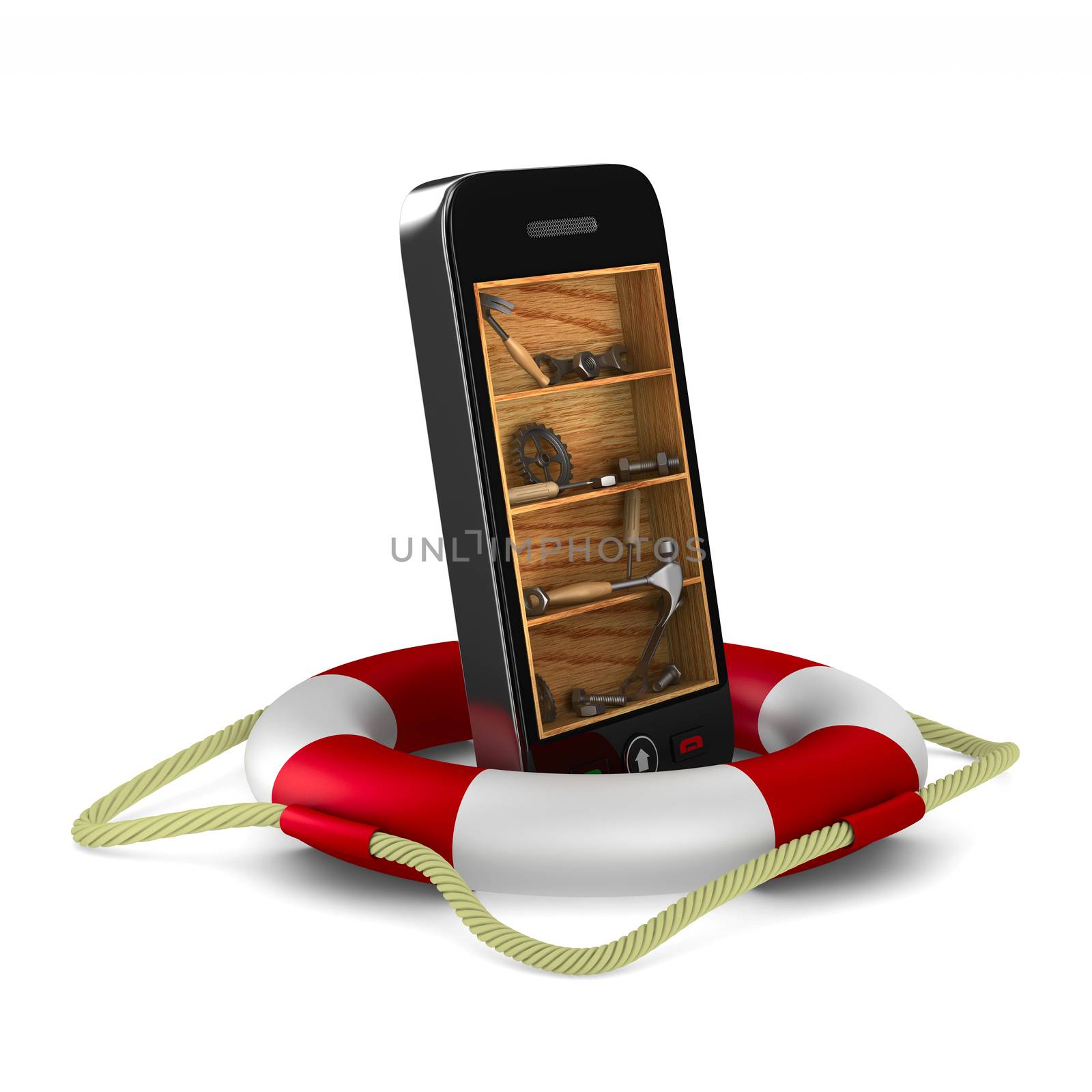 Phone service on white background. Isolated 3D image by ISerg