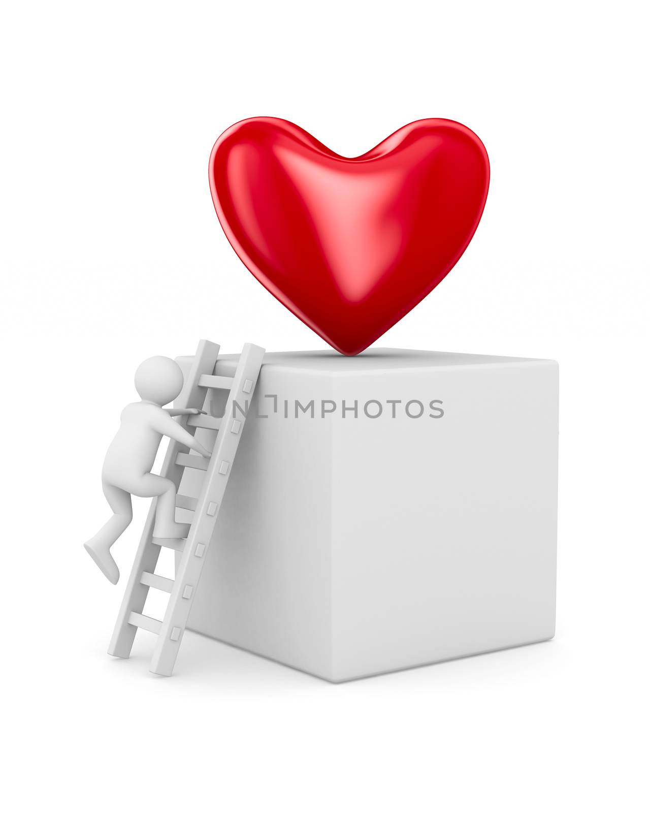 man and heart. Isolated 3D image