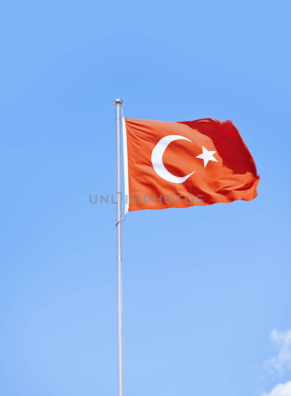 Turkish flag waving in the sky