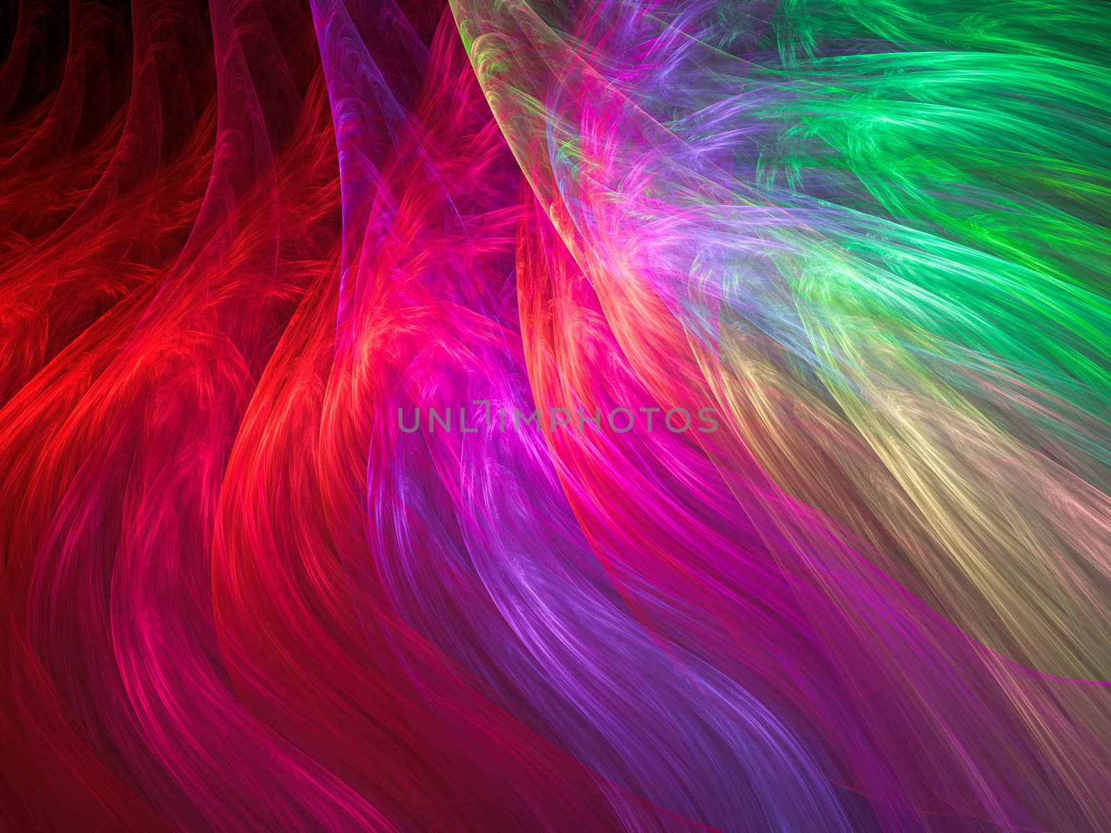 Feather fractal background - abstract computer-generated image. Digital art: randomly arranged curved lines, similar to fur or plumage. Colored backdrop for covers, web design, posters.