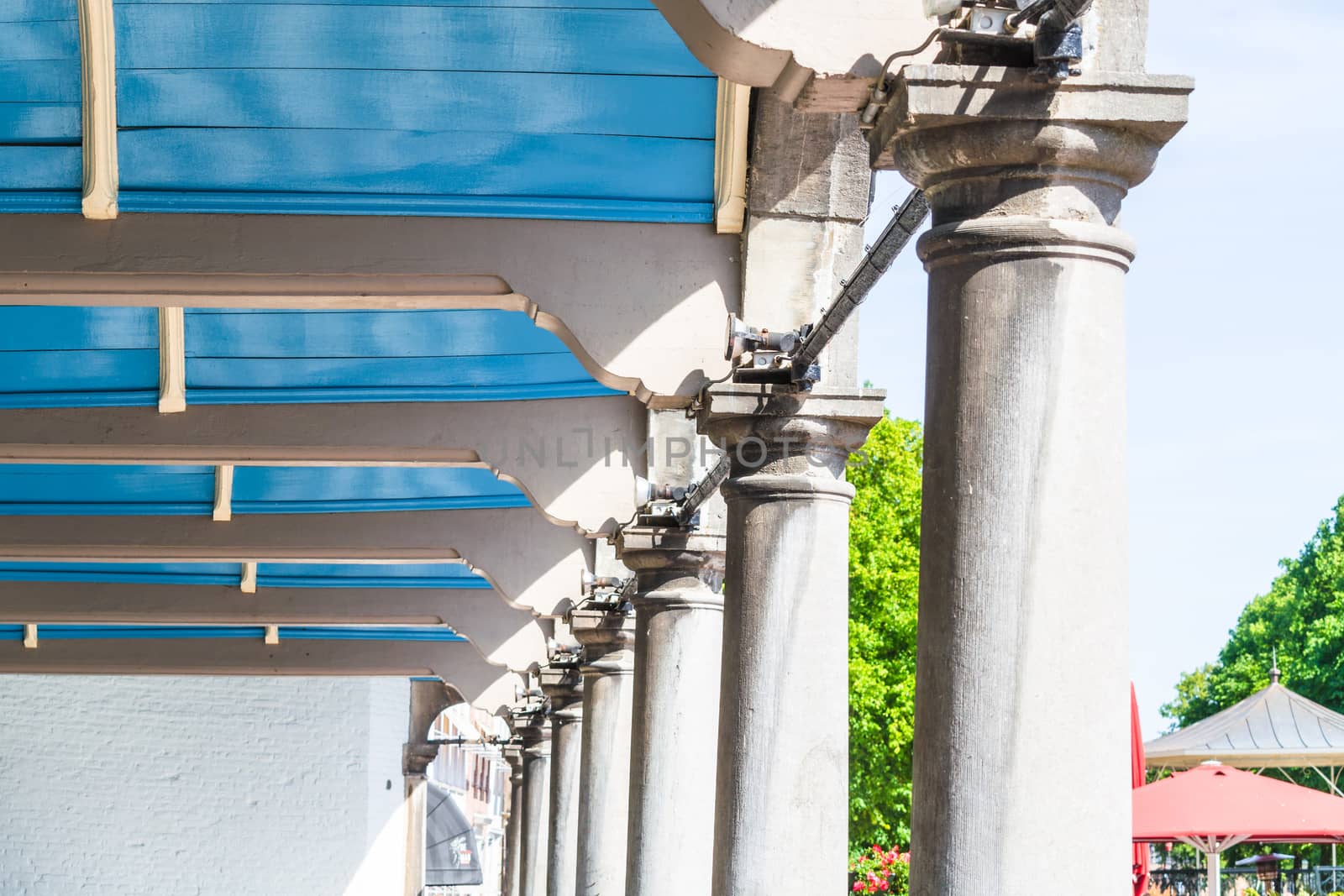 Detail, a decorative wooden pavilion roof in the town of Zierikzee in Holland.
