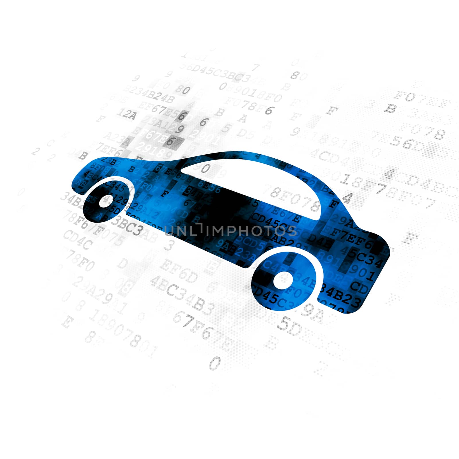 Tourism concept: Pixelated blue Car icon on Digital background