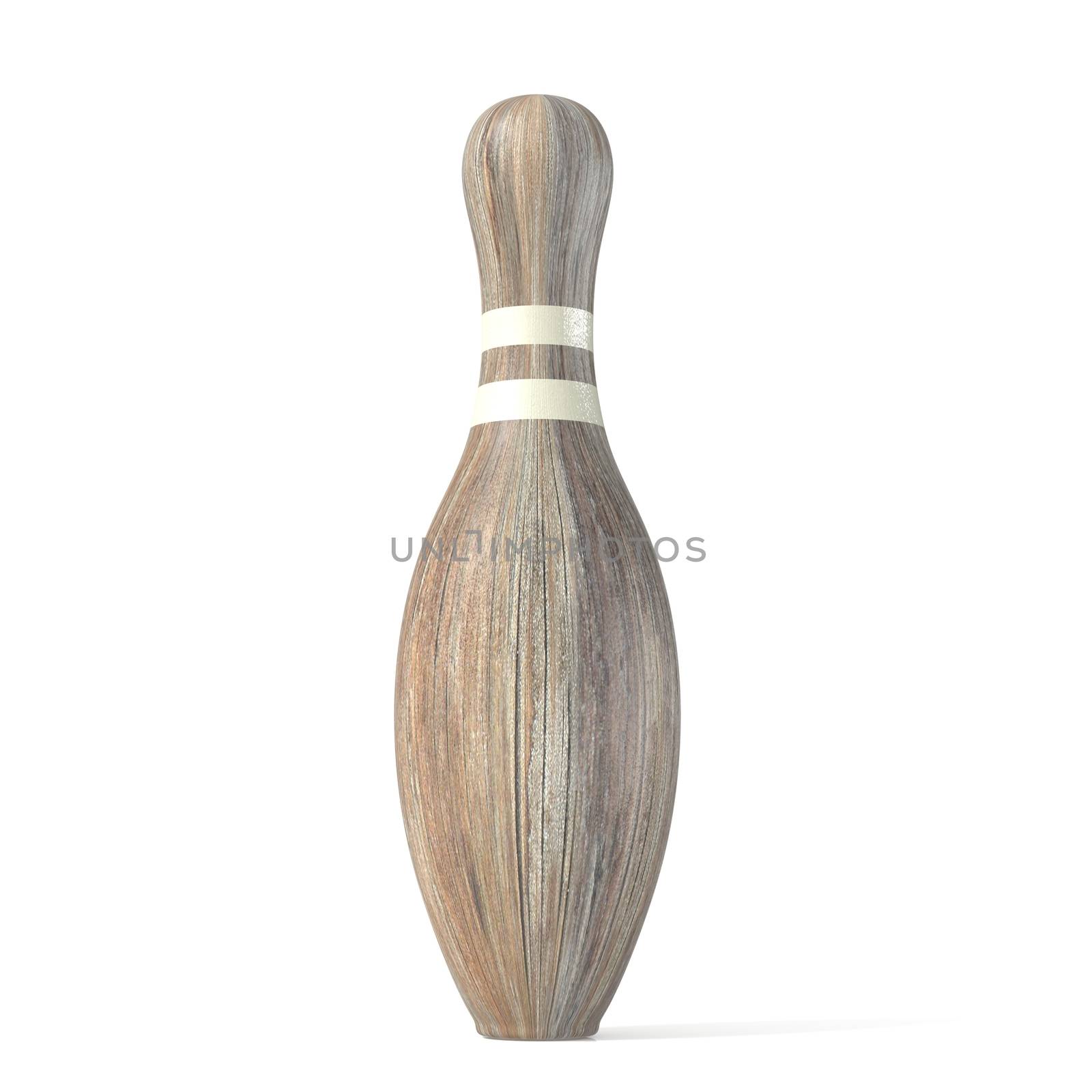 Old wooden skittle. 3D render illustration isolated on white background