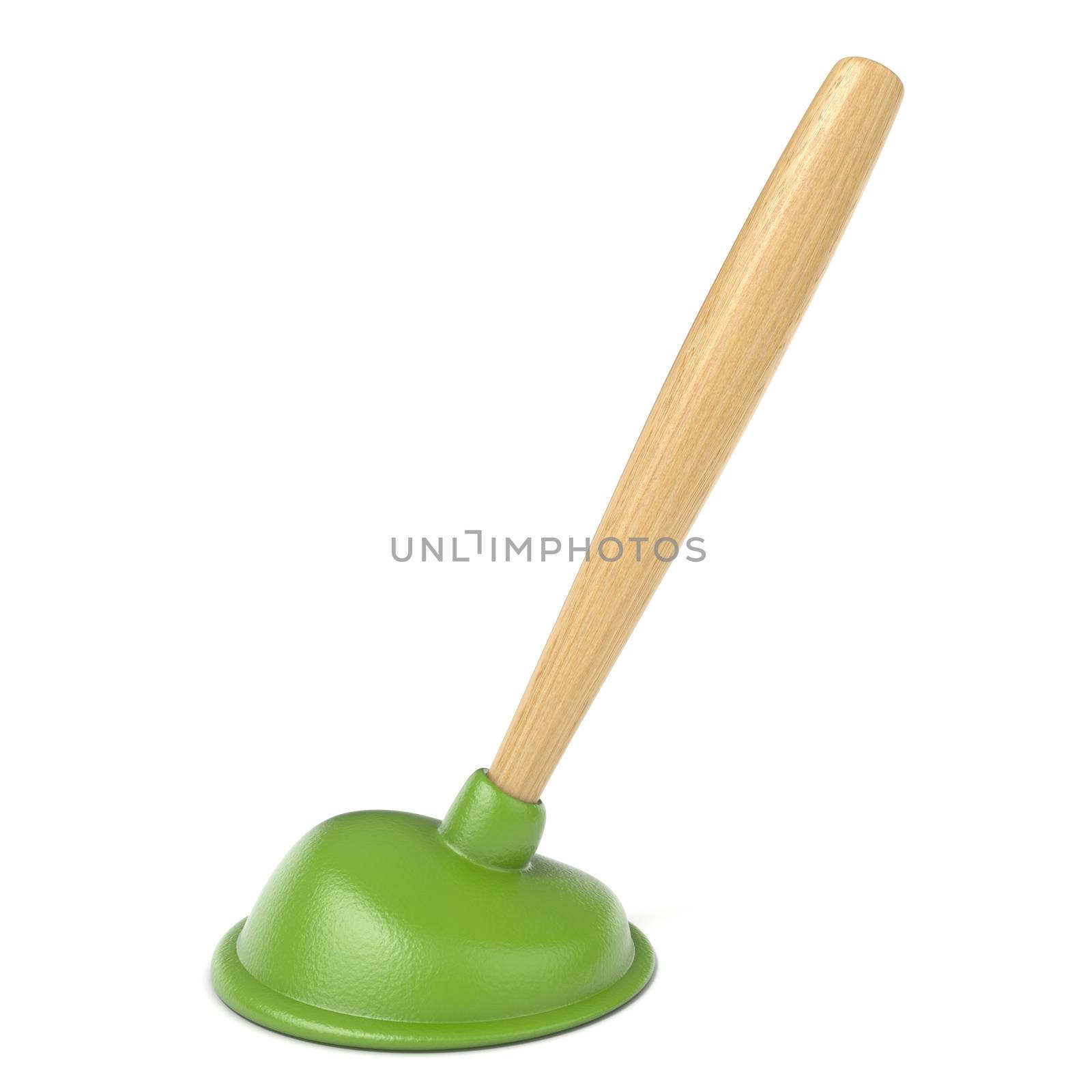 Green kitchen plunger 3D render illustration isolated on white background