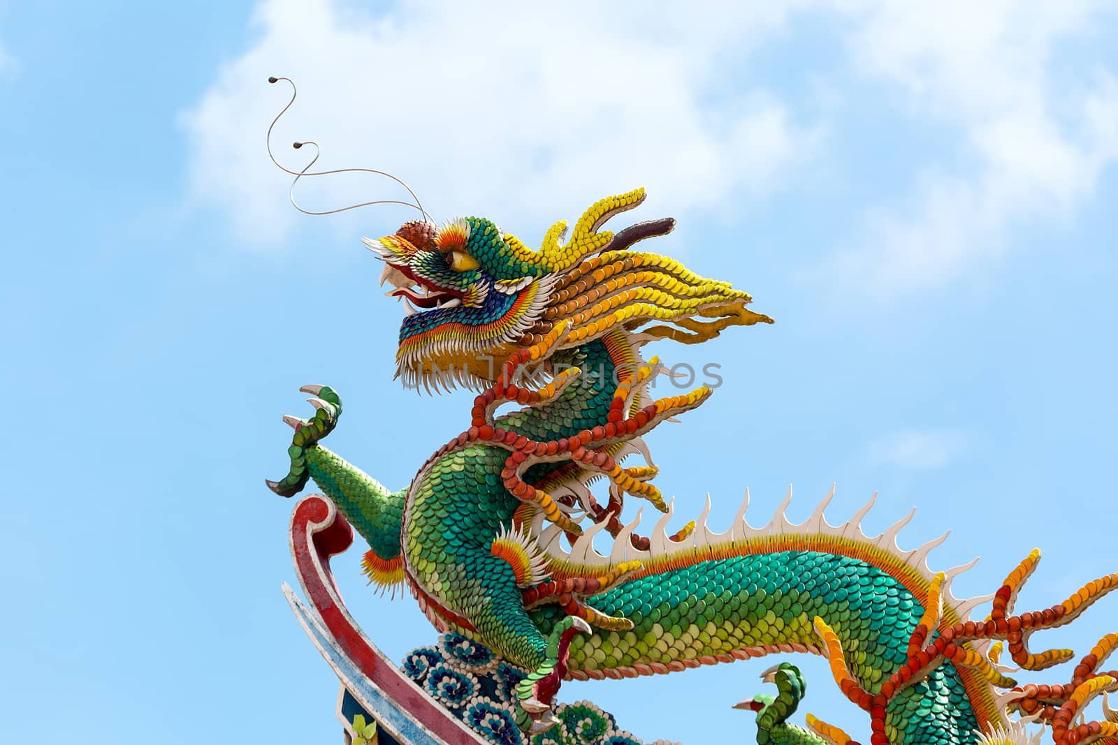 Chinese Dragon on Temple Rooftop by jpldesigns