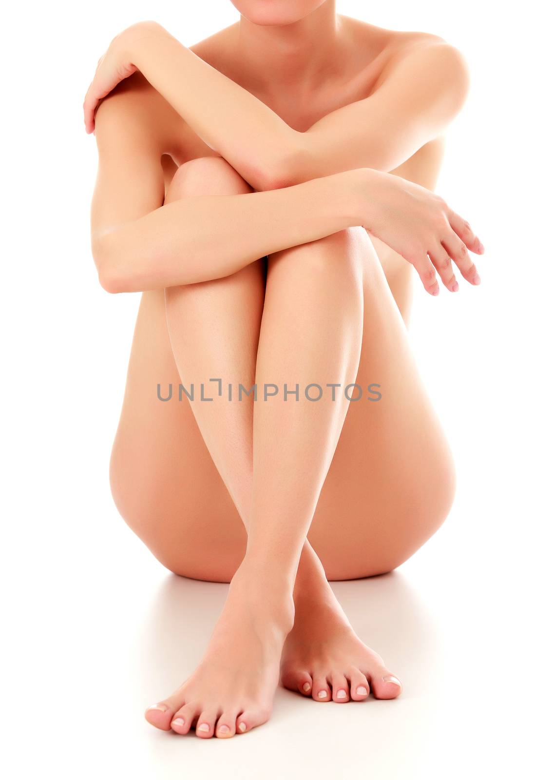 Naked woman on a white background by Nobilior