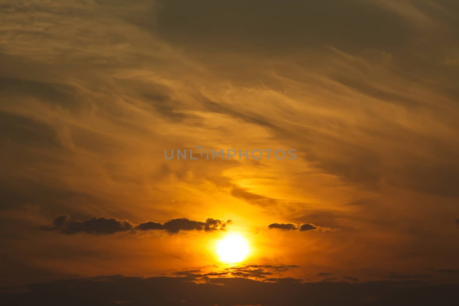 Background sunset cloud, Golden Sunset on a cloudy sky Nature composition by worrayuth
