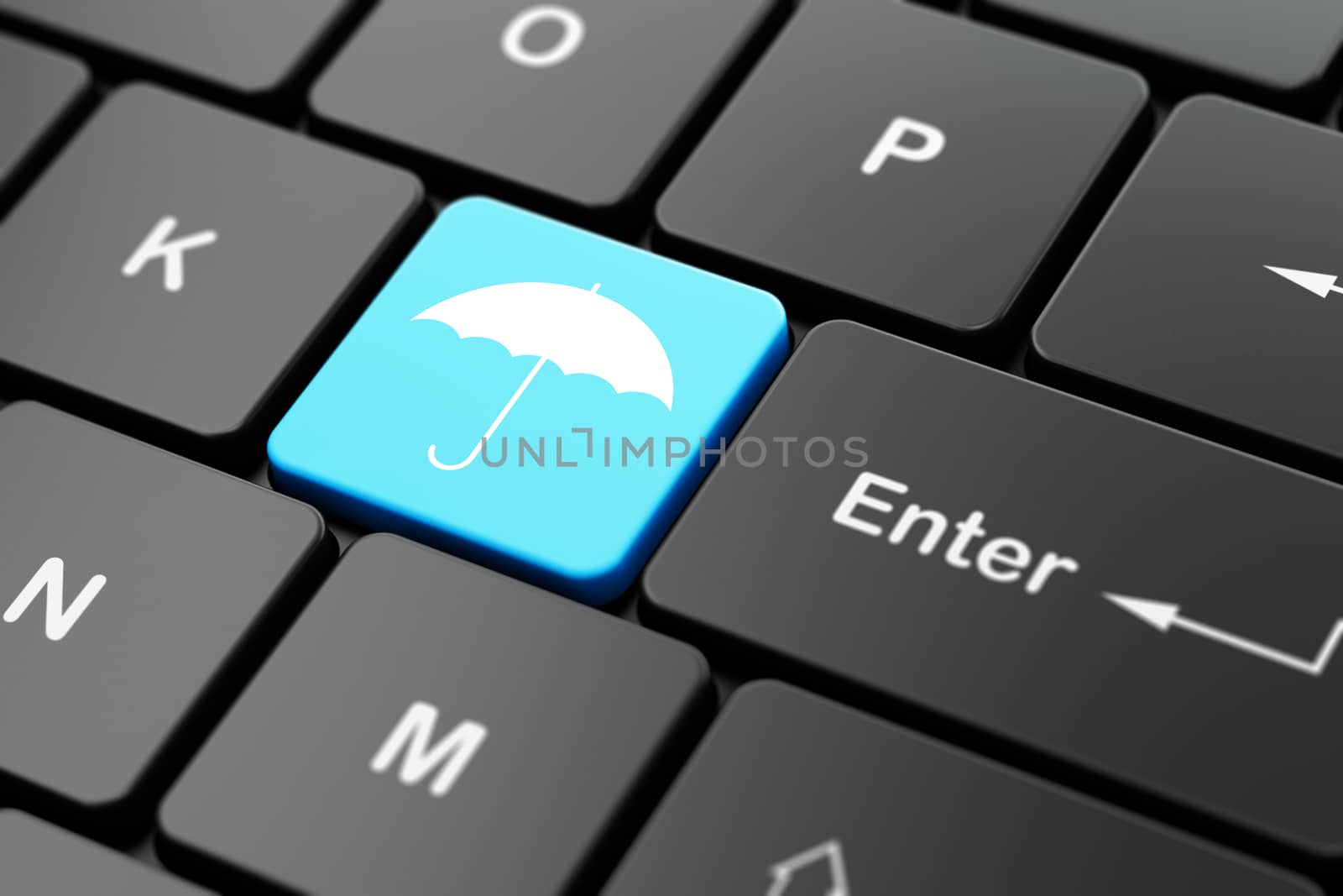 Safety concept: Umbrella on computer keyboard background by maxkabakov