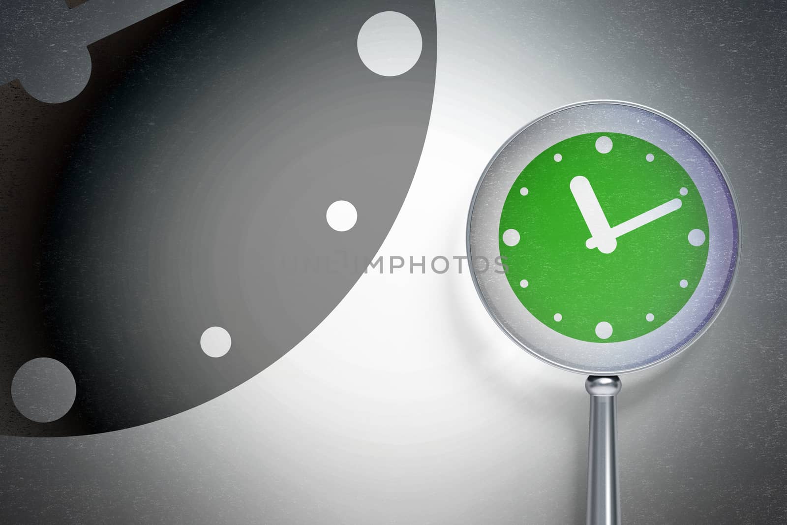 Time concept:  Clock with optical glass on digital background by maxkabakov