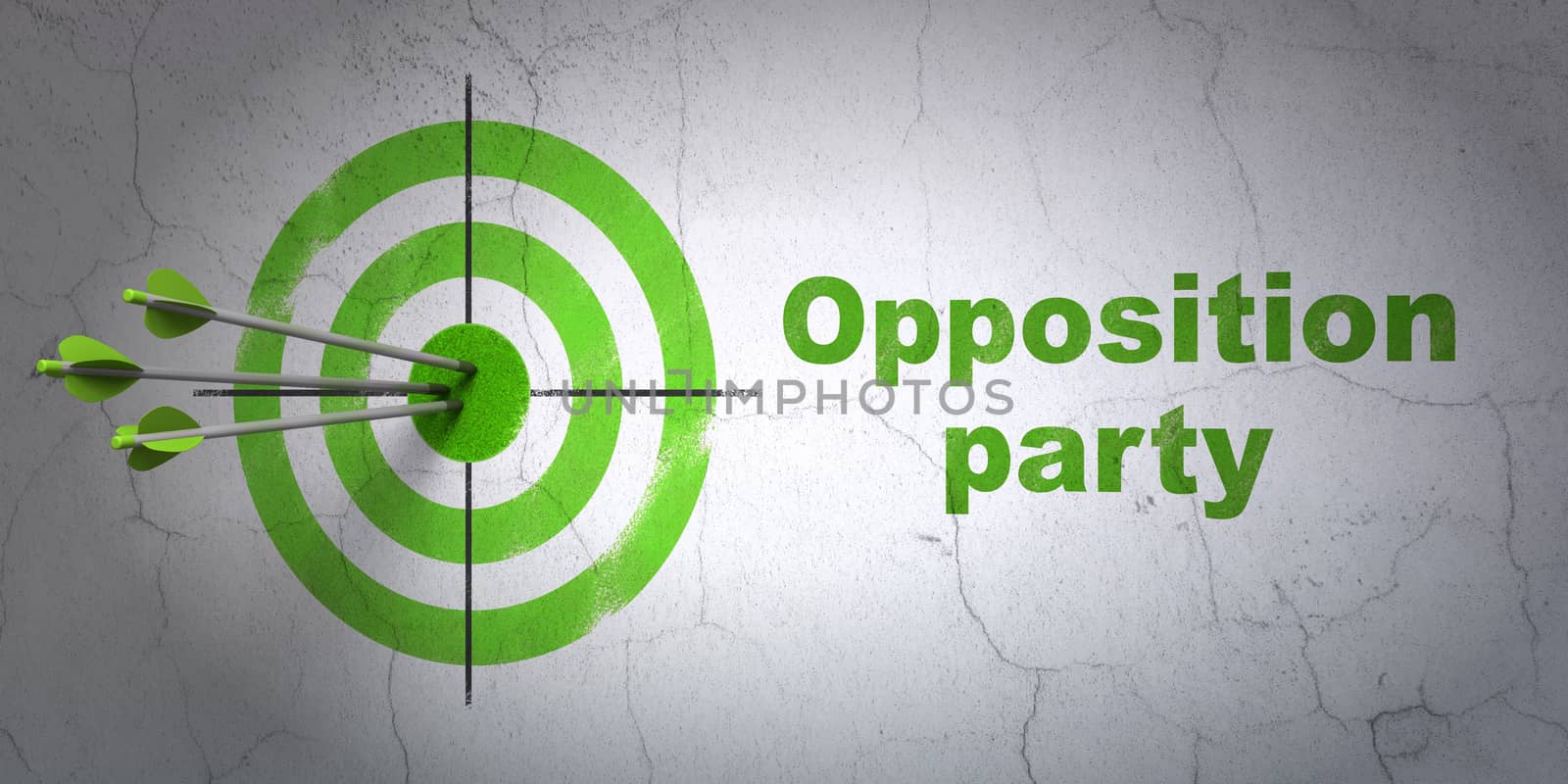 Political concept: target and Opposition Party on wall background by maxkabakov