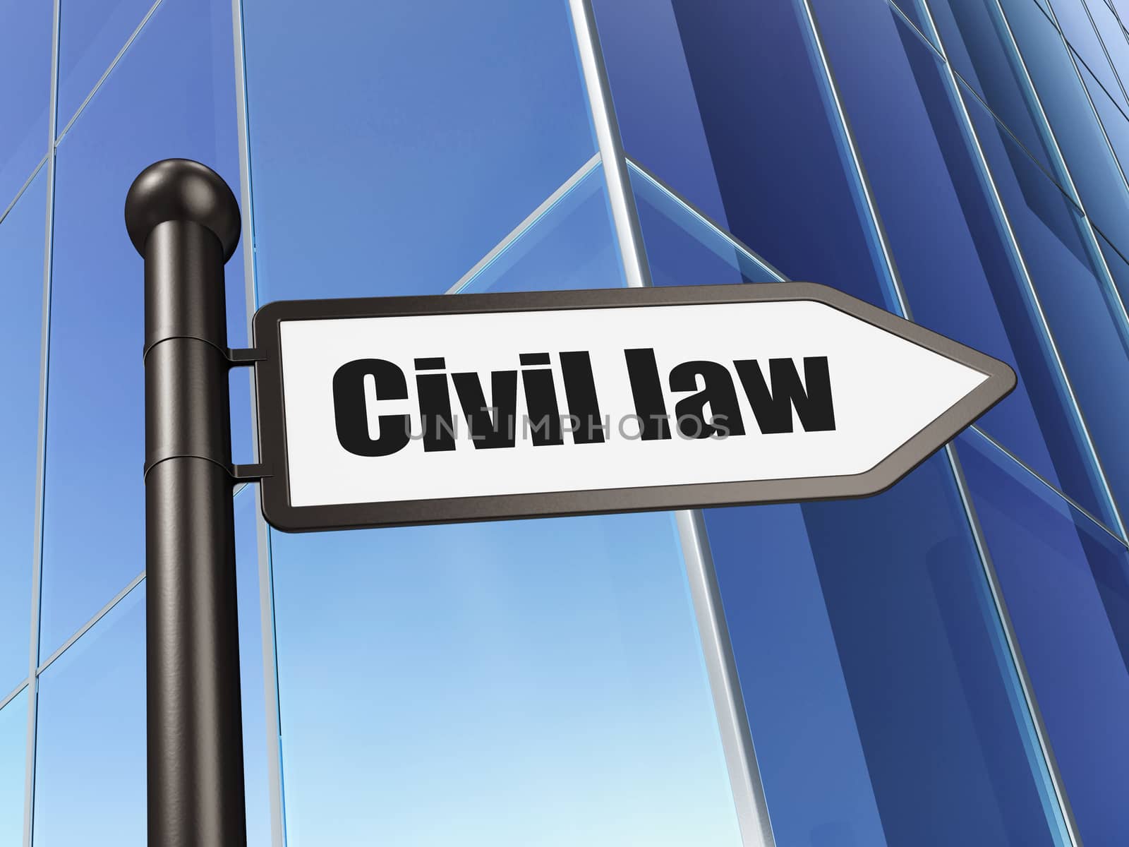 Law concept: sign Civil Law on Building background, 3D rendering