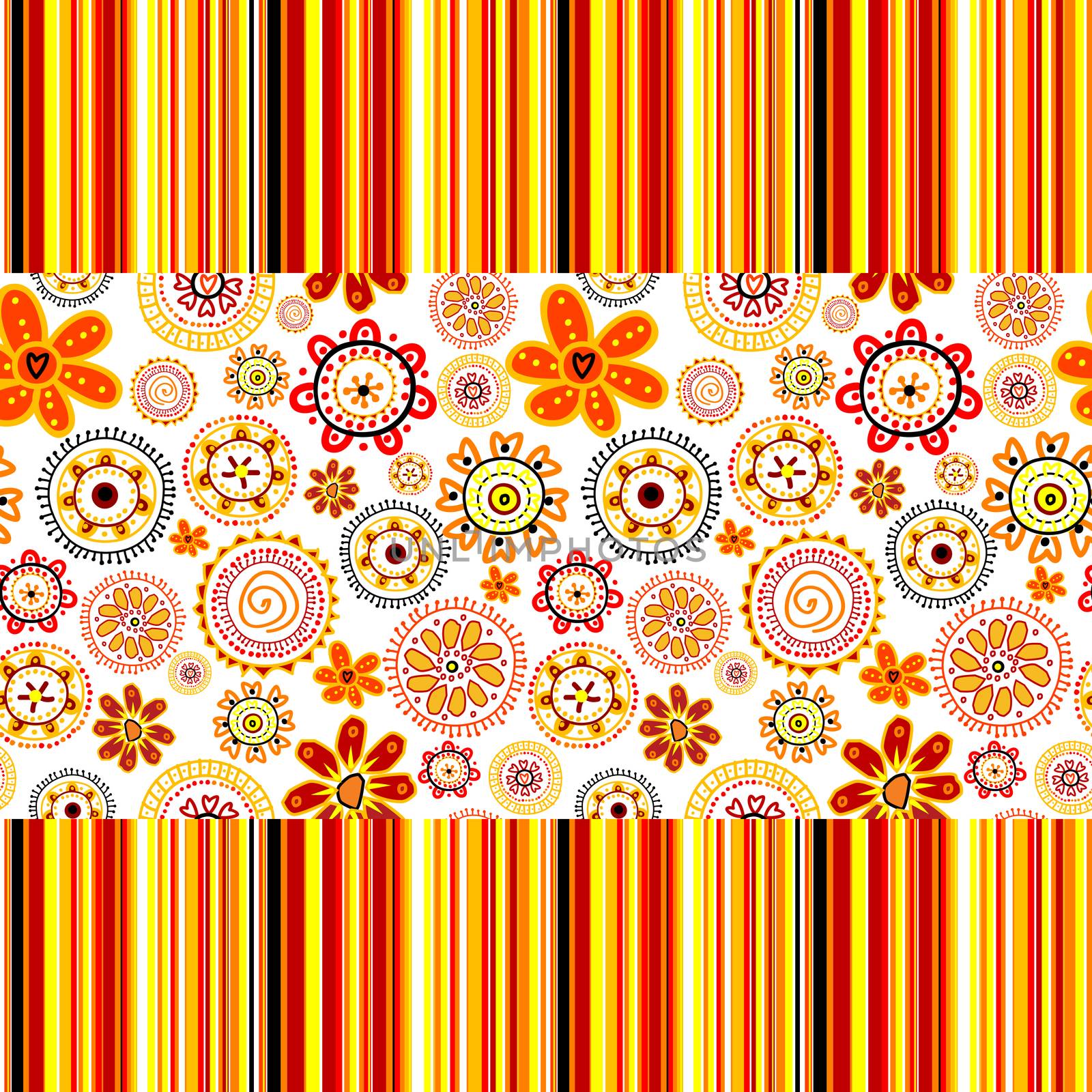 Background with flowers and stripes by hibrida13