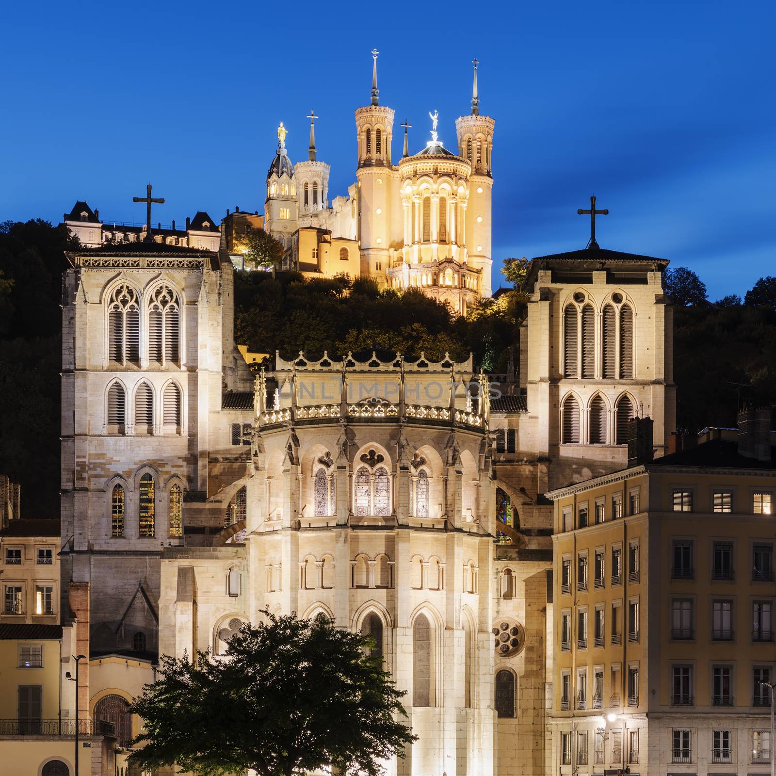 Cathedral of St. Jean and The Basilica Notre Dame de fourviere i by vwalakte