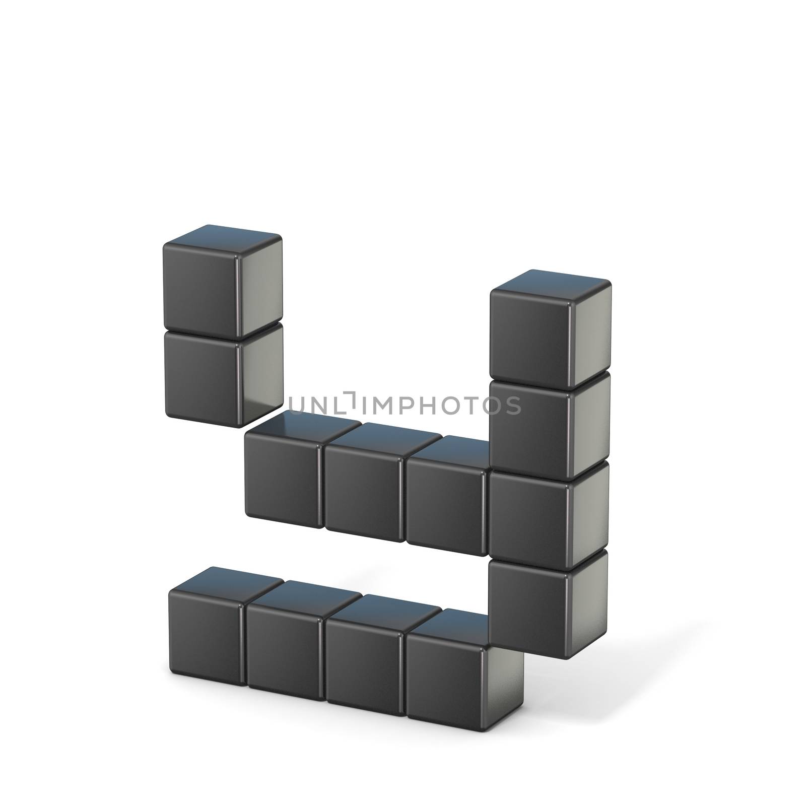 8 bit font. Lowercase letter Y. 3D render illustration isolated on white background
