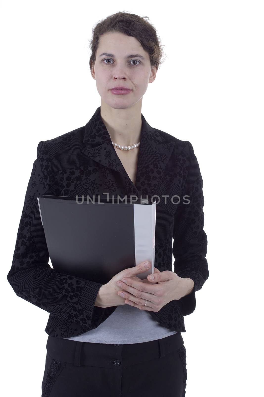 Studio portrait of a young woman on a white background