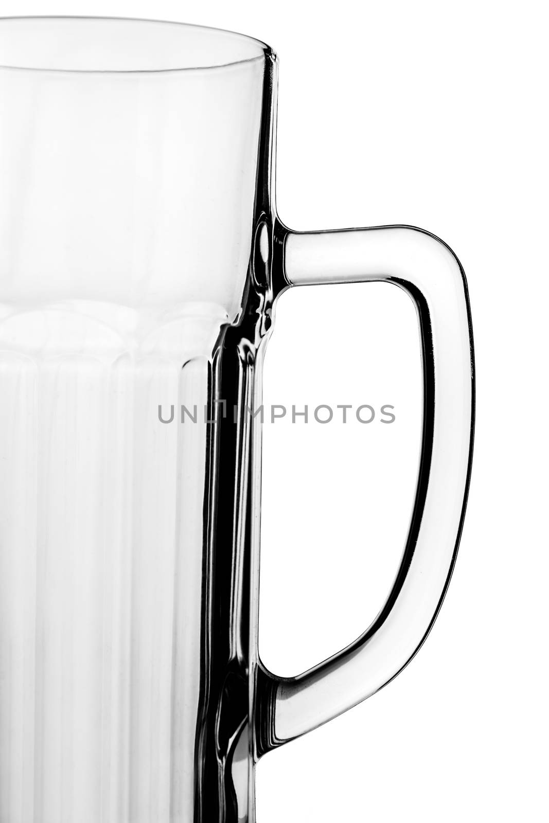large empty beer glass, isolated on white background
